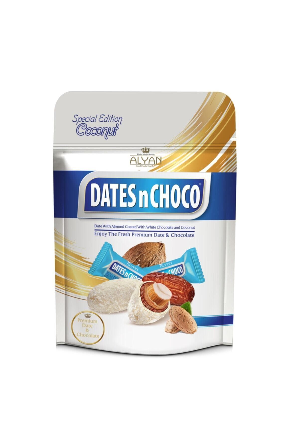DATESnCHOCO Dates N Choco Hindistan Cevizi Ve Beyaz Çikolata Kaplı Bademli Hurma 90 gr