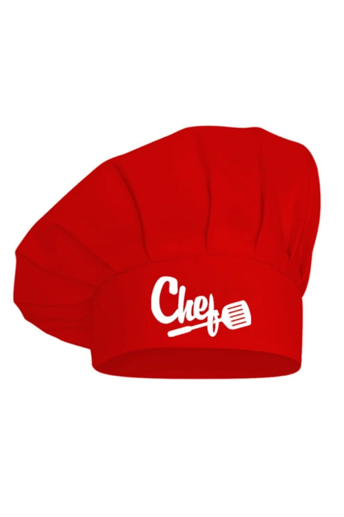 enmalife Ayarlanabilir Kırmızı Chef Aşçı Şapkası - Şef Aşçı Şapkası