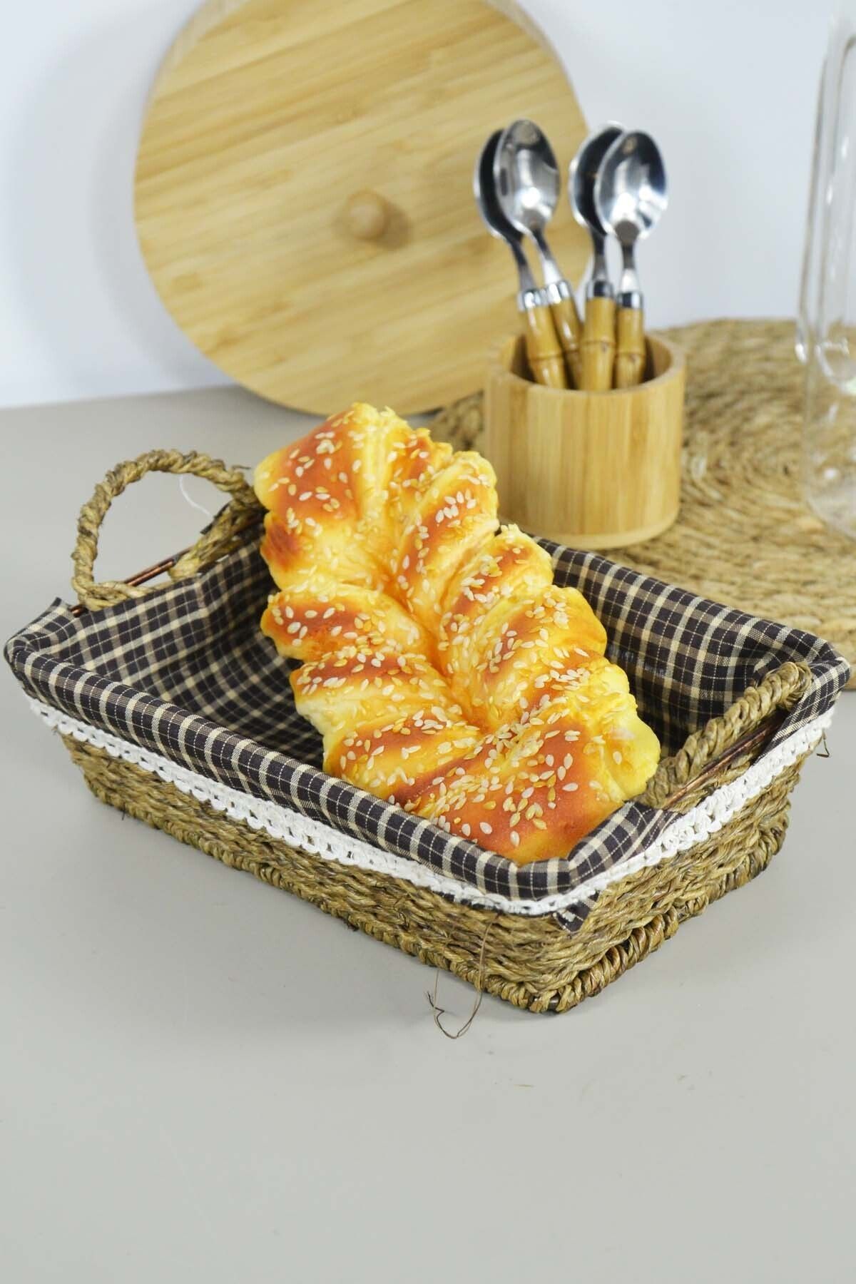 SepetçiBaba Hasır Ekmek Sepeti Kare Küçük