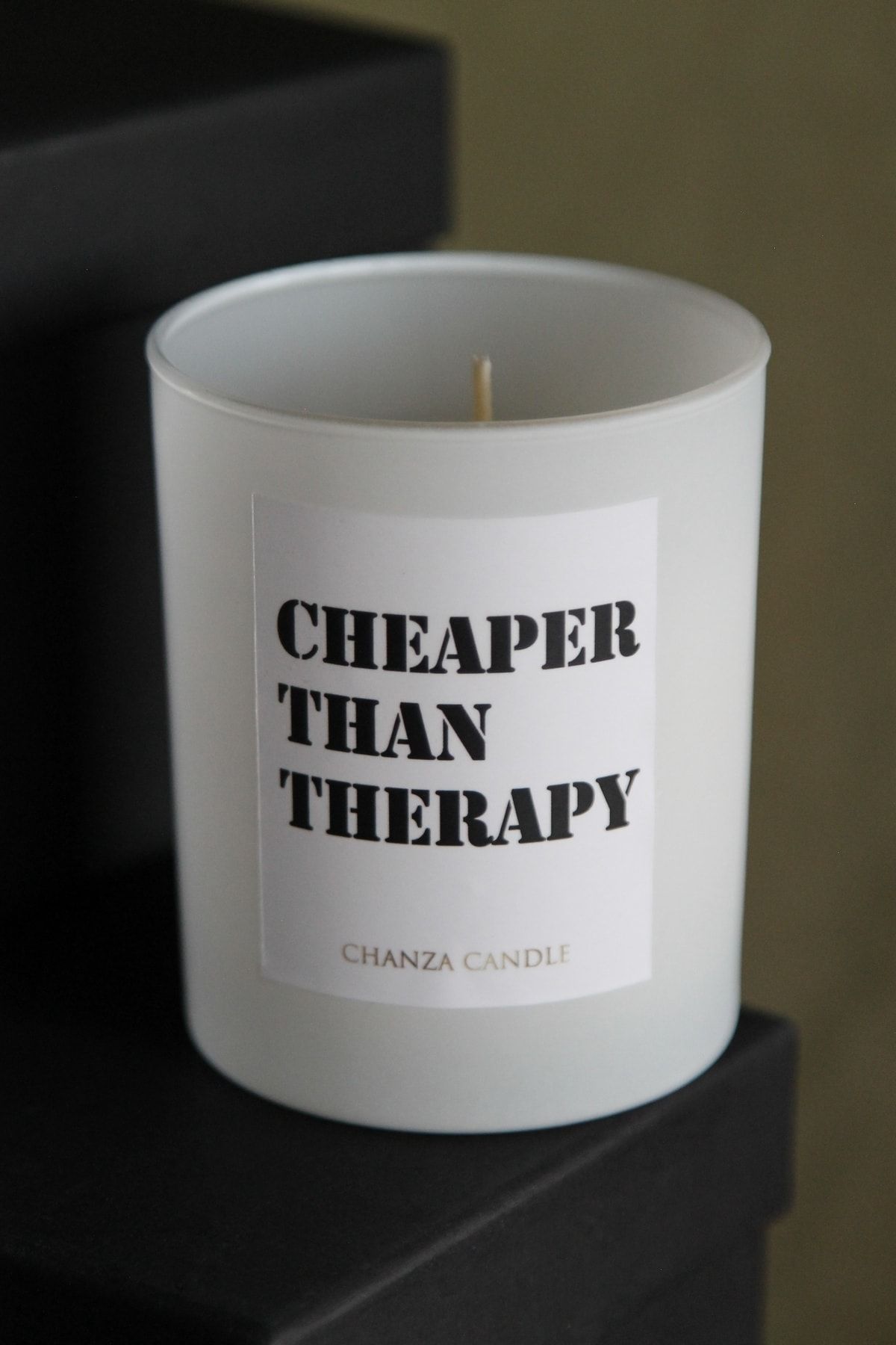 CHANZA HOME Cheaper Than Therapy Tasarım Vanilya Kokulu Beyaz Bardak Mum