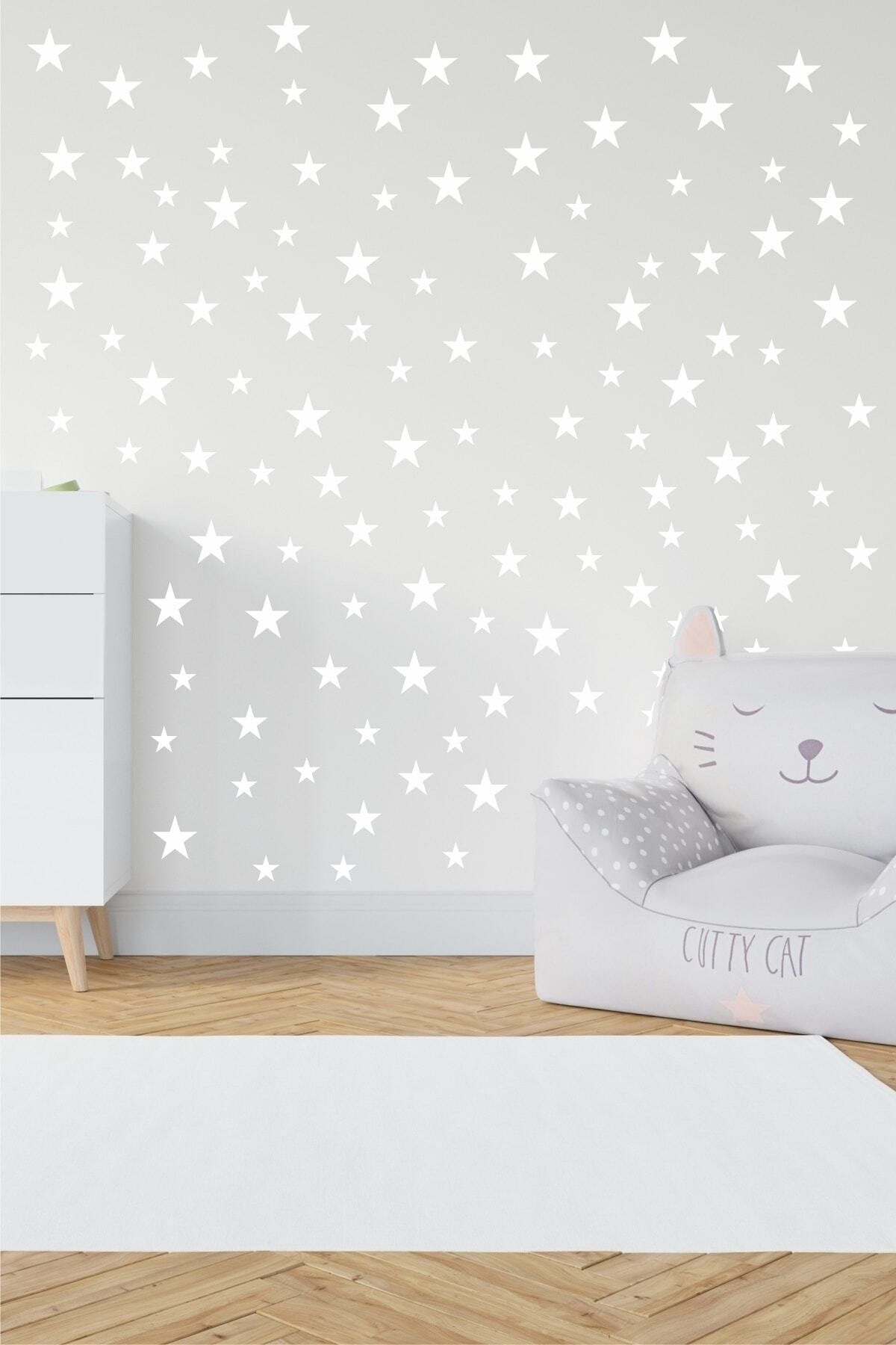 Biz Dijital Yıldız Stiker, Çocuk Odası Sticker, Dekoratif Etiket, Bebek Odası Için Sticker Beyaz