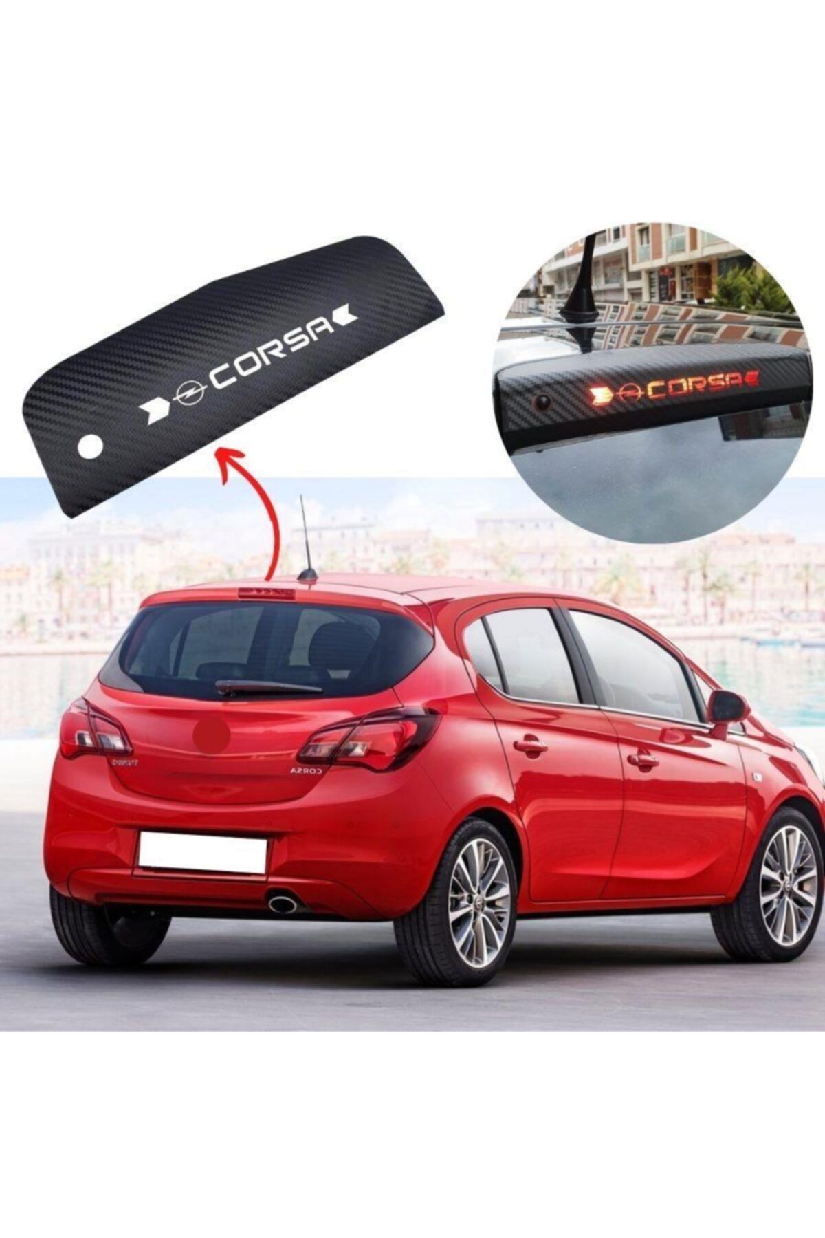 Carmind Opel Corsa Uyumlu E Karbon Arka Fren Stop Lambası Sticker