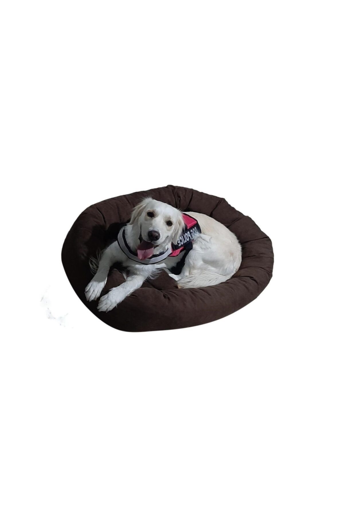 Patili Evler Kahverengi Oval Köpek Yatağı - Kemik Yastıklı- 60x85 cm