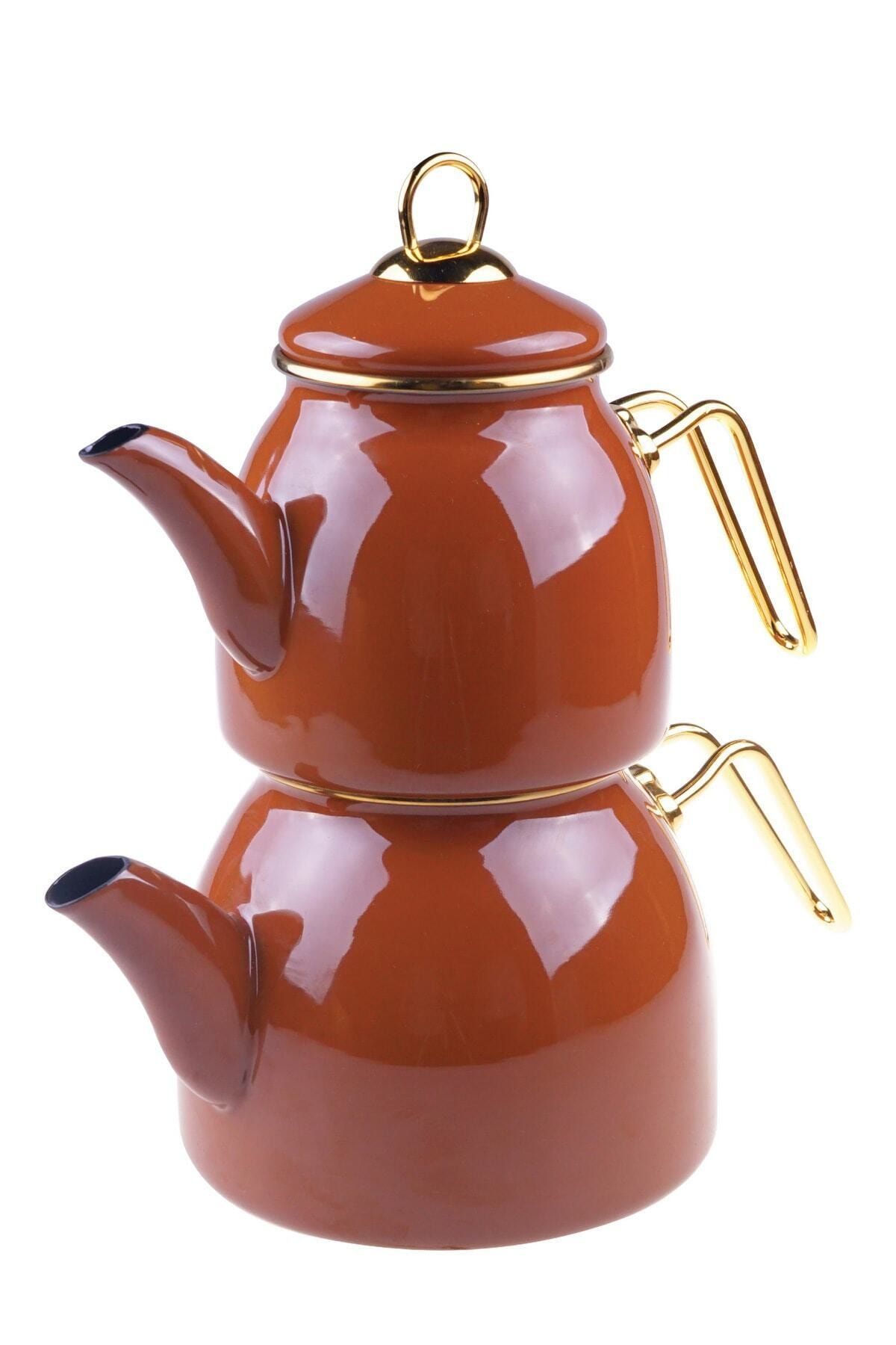Taşev Sultan - Çaydanlık Takımı Kahverengi