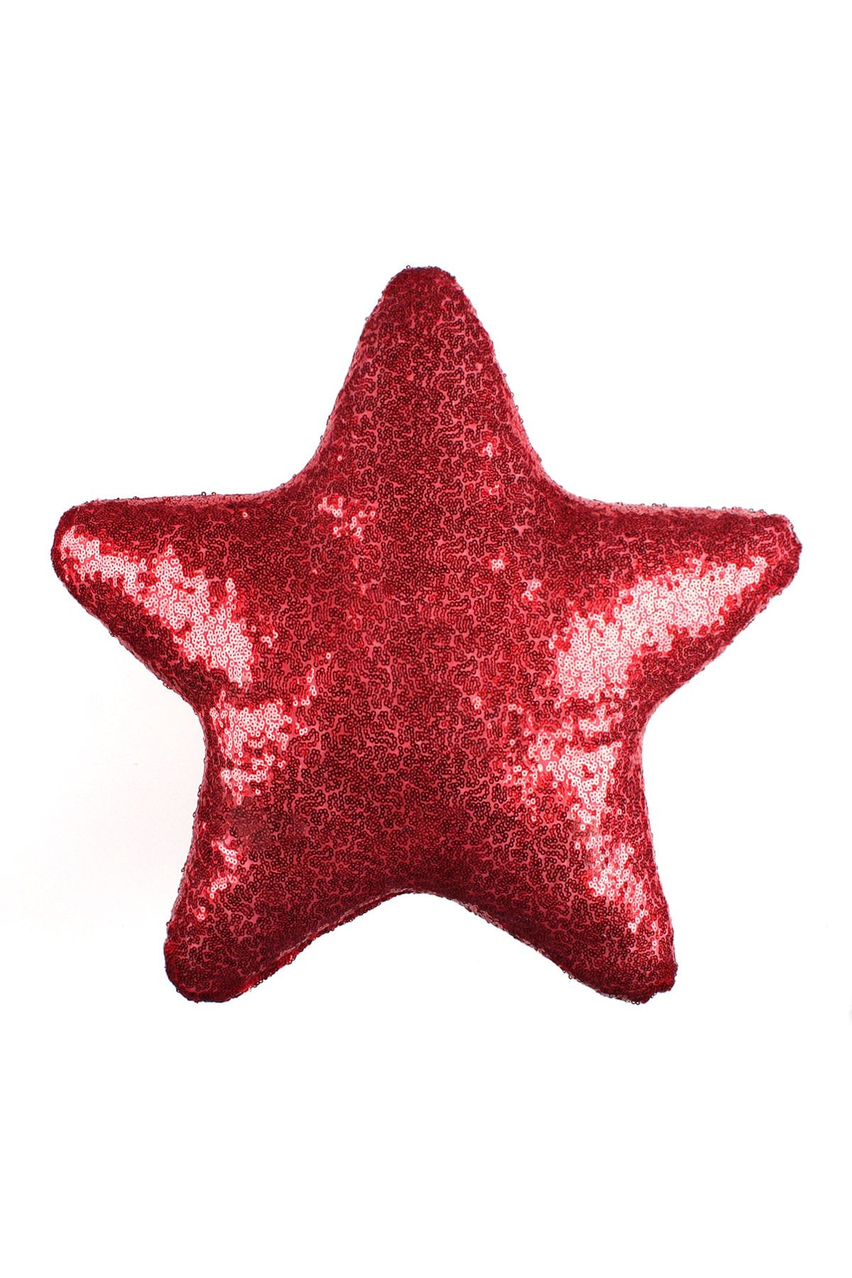 Bc Home Kırmızı Yıldız Şekilli Pullu Payetli Dekoratif Yastık, Kırlent ( Iç Dolgulu)