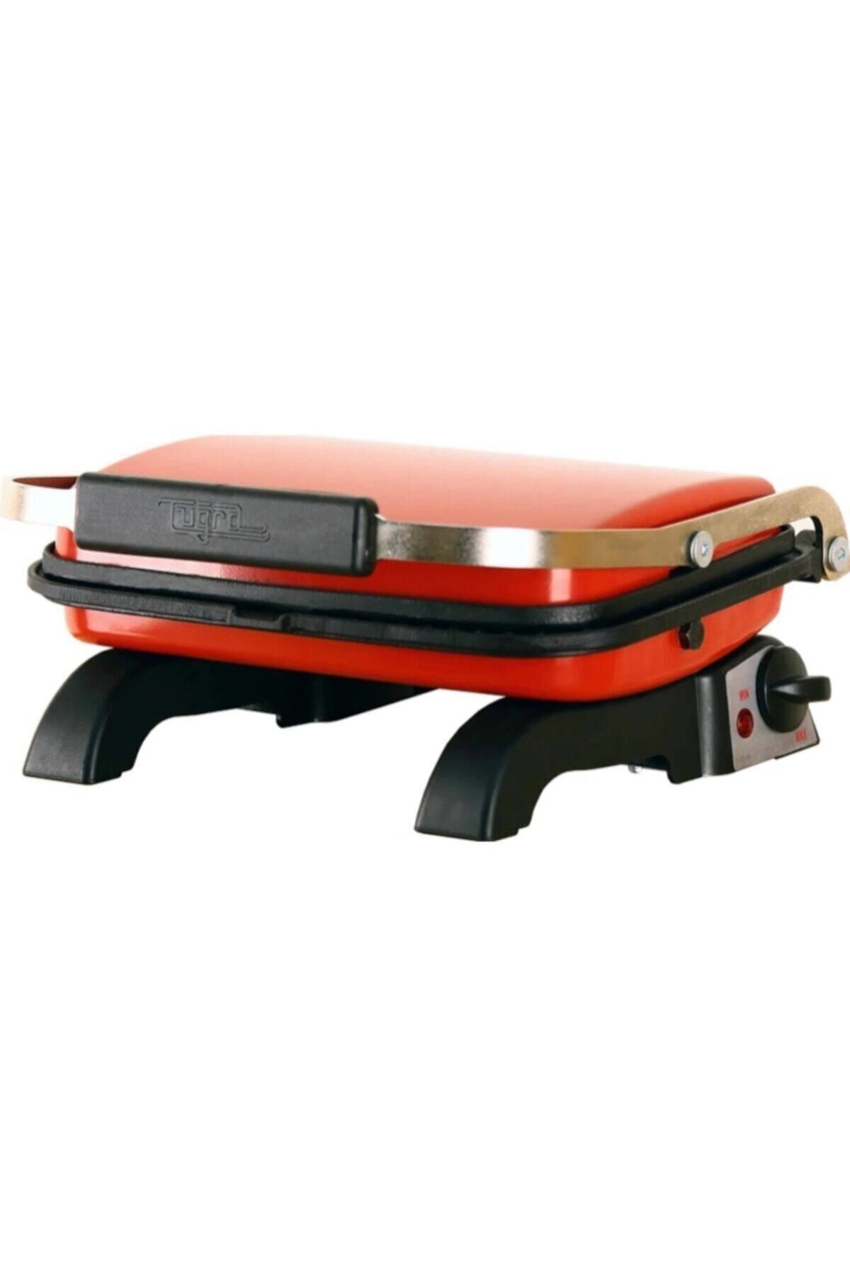 Tuğra Döküm Ev Tipi 8 Dilim Tost Makinası Kırmızı Renk-yanmaz Yapışmaz (30x22 Ölçülerindedir)