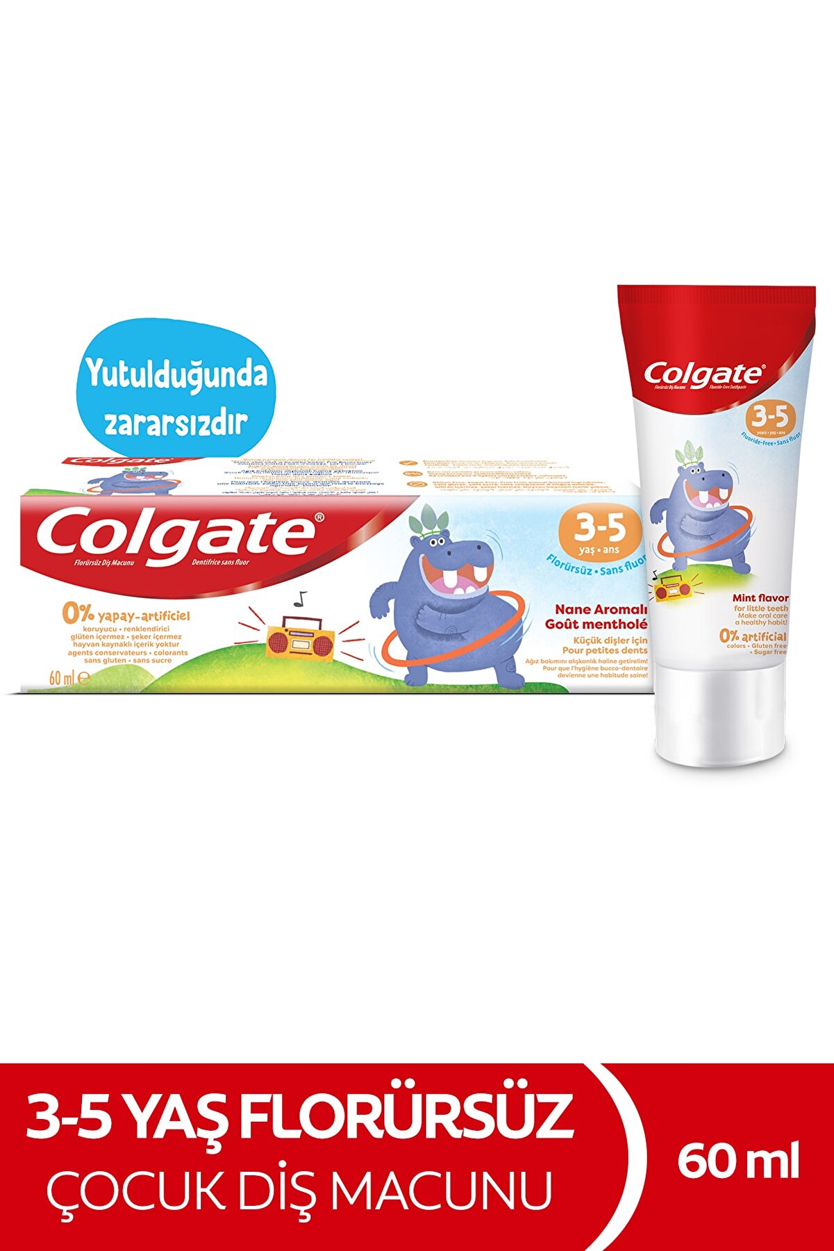 Colgate 3-5 Yaş Nane Aromalı Florürsüz Çocuk Diş Macunu 60 ml