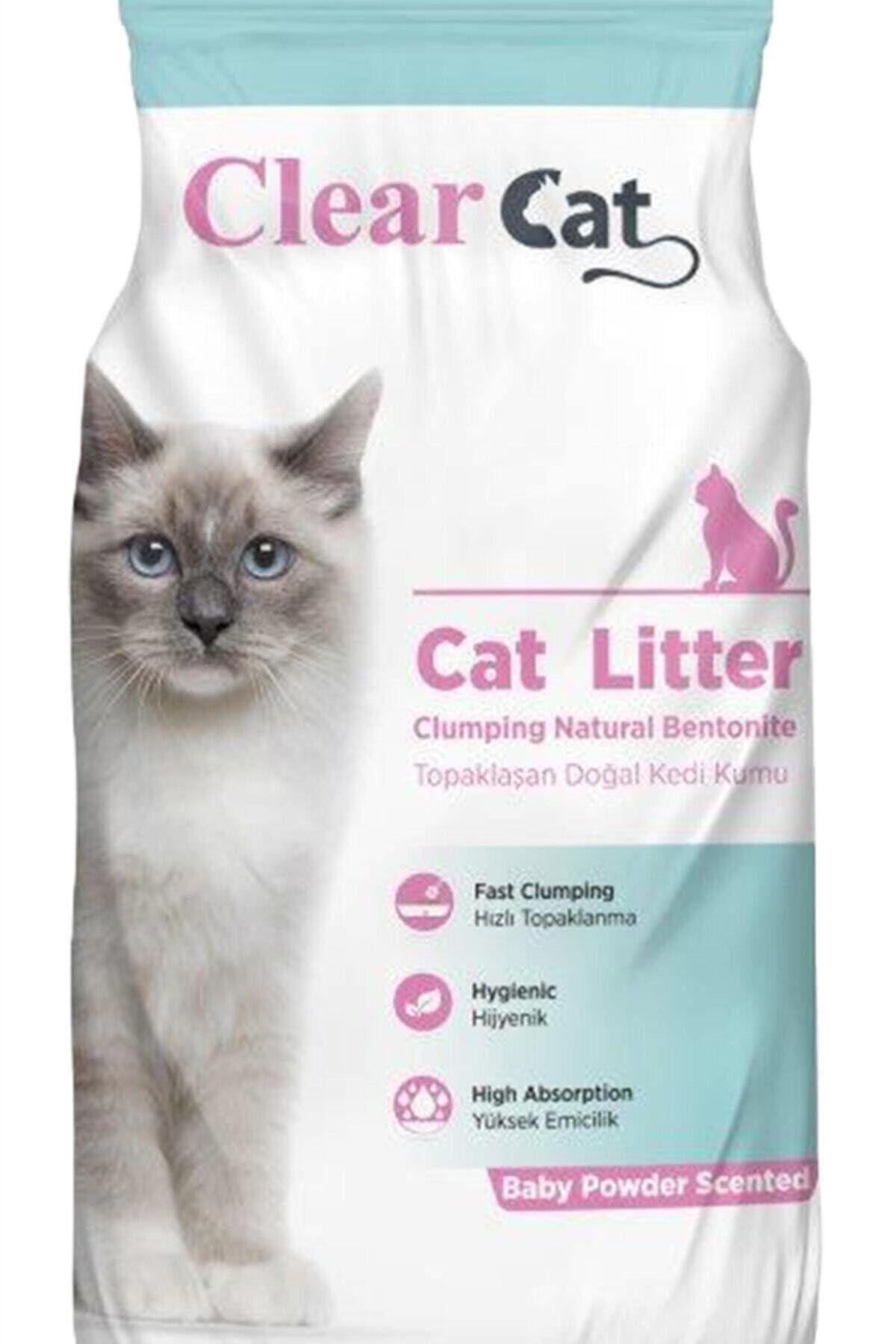 Clear Cat Clearcat Bebek Pudrası Kokulu Bentonit Doğal Topaklaşan Kedi Kumu 10 Lt