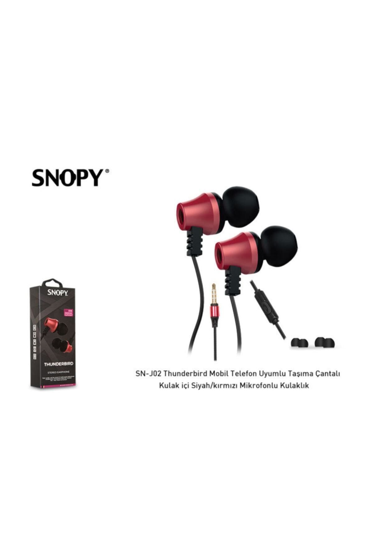 Snopy Mobil Telefon Uyumlu Taşıma Çantalı Kulak Içi Siyah/kırmızı Mikrofonlu Kula