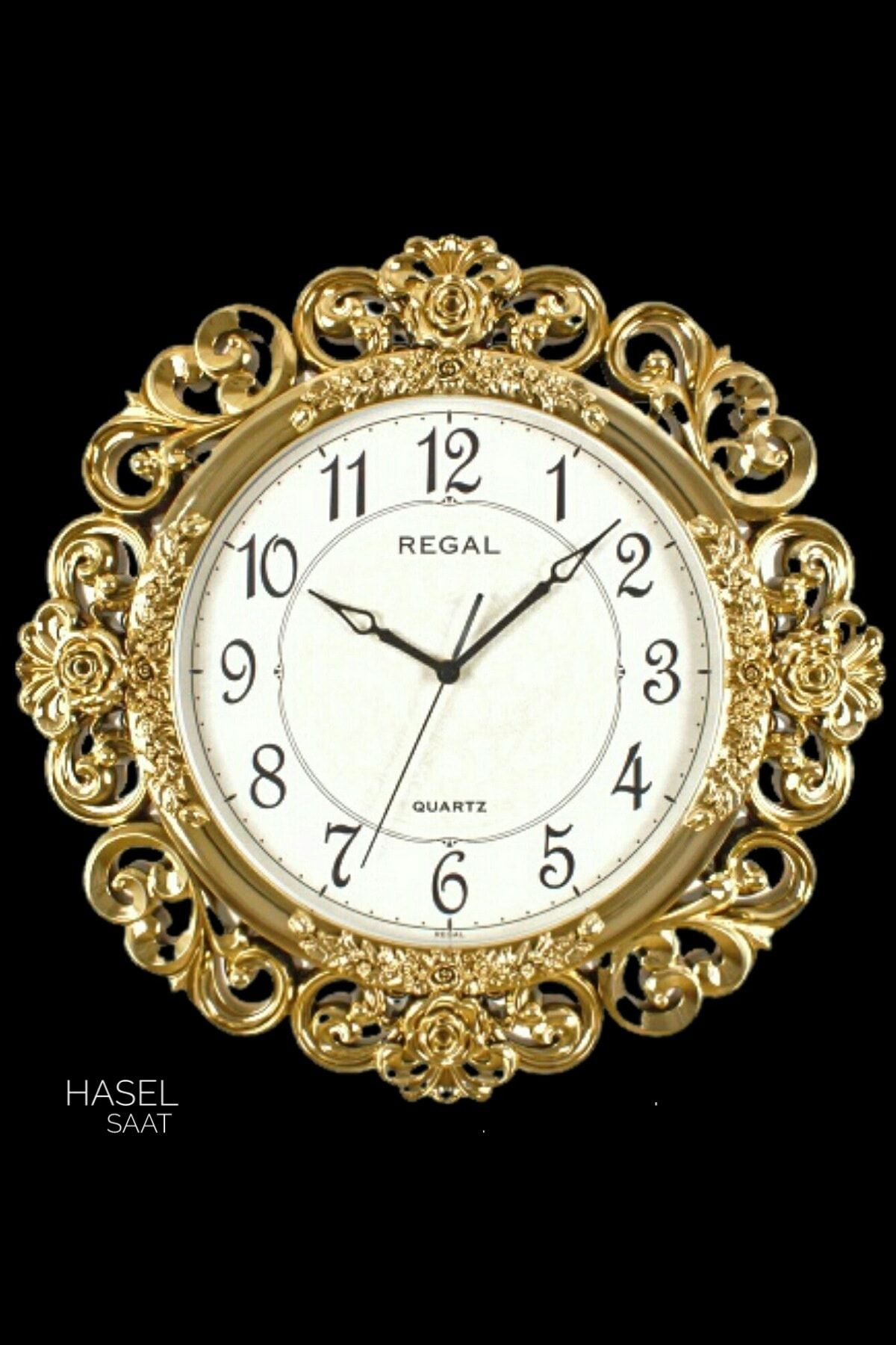 Regal Saat Dekoratif Oymalı Sessiz Duvar Saati 50 X 50