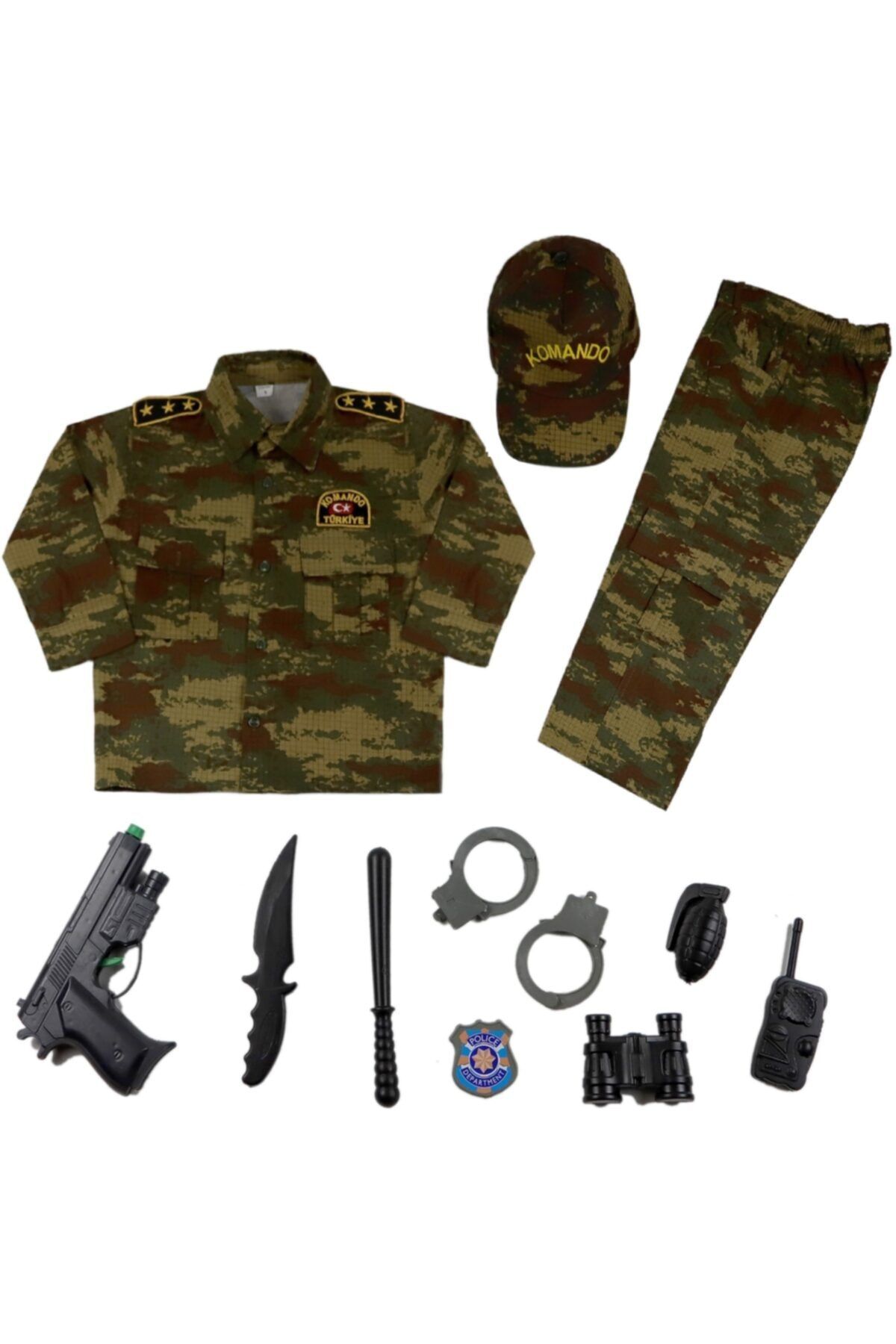 Liyavera Unisex Kahverengi Asker Kostümü Çocuk Kıyafeti