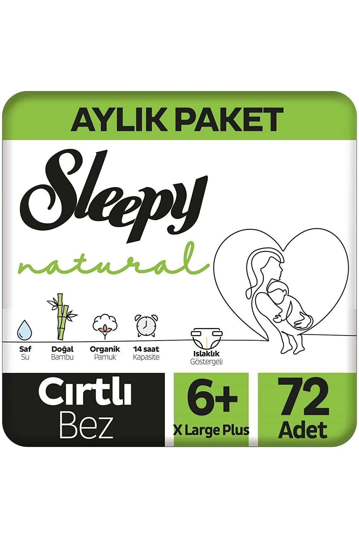 Sleepy Natural Aylık Paket Bebek Bezi 6+ Numara Xlarge Plus 72 Adet U00000000001364