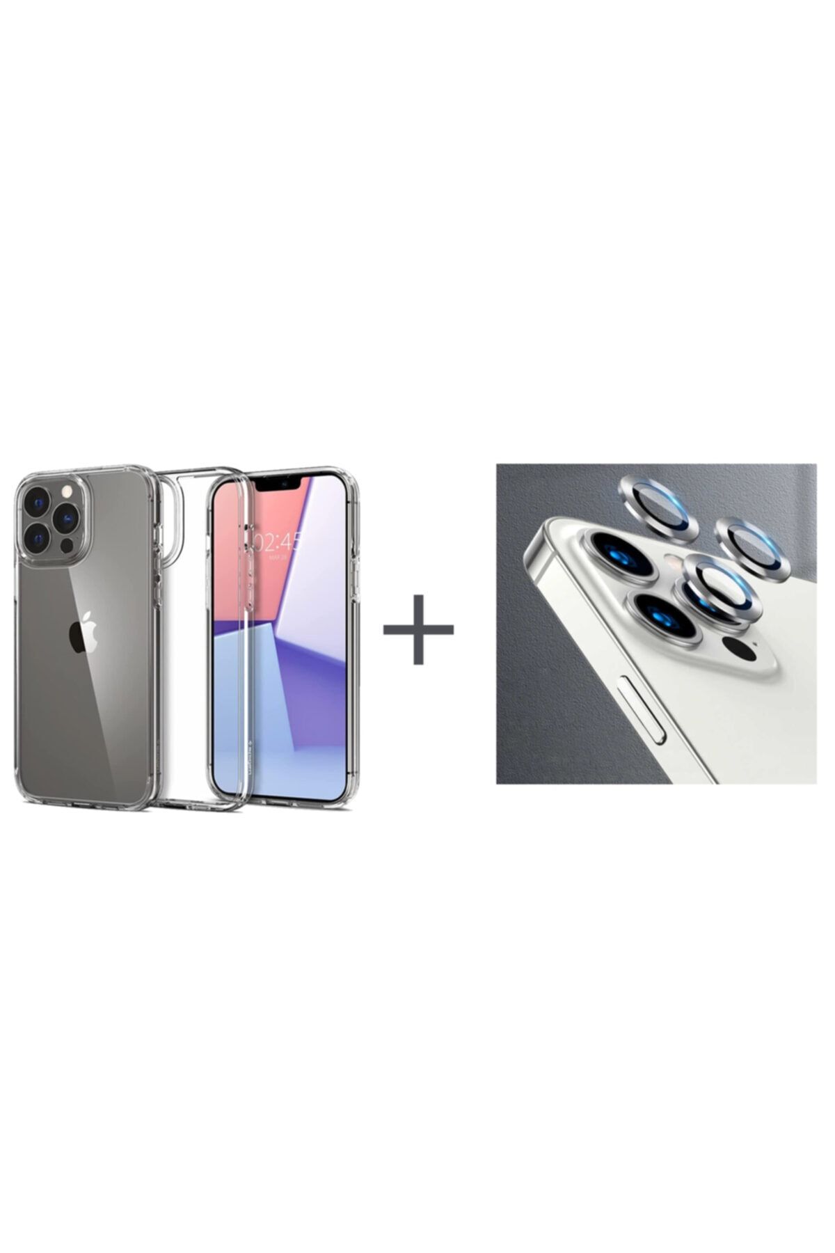 Mislina Iphone 13 Pro Max Uyumlu Şeffaf Kılıf + Mercek Lens Kamera Koruyucu Set