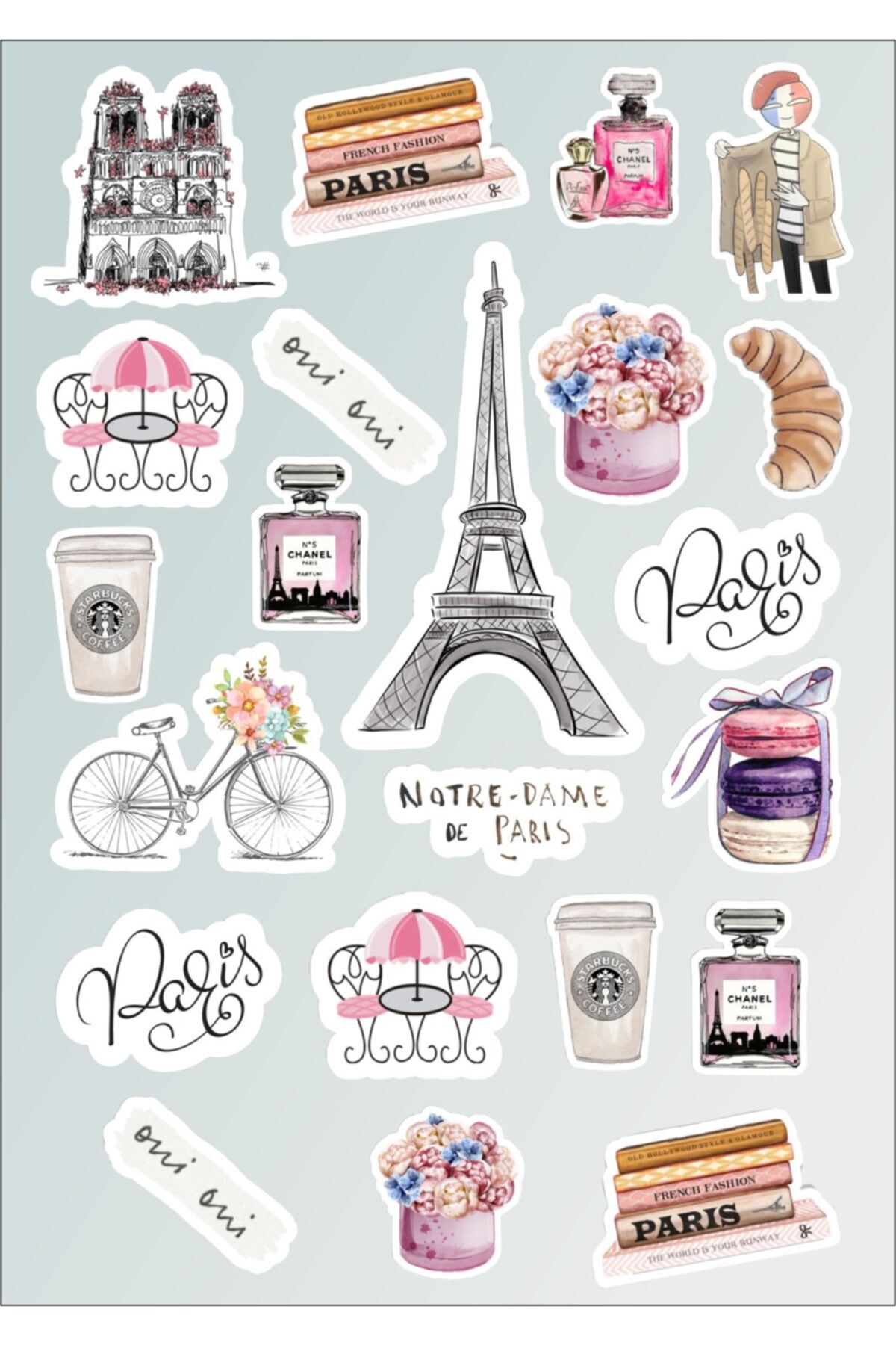 Sticker Adresim Paris Sticker Seti - Planner - Ajanda - Bullet Journal Için Uygun Set