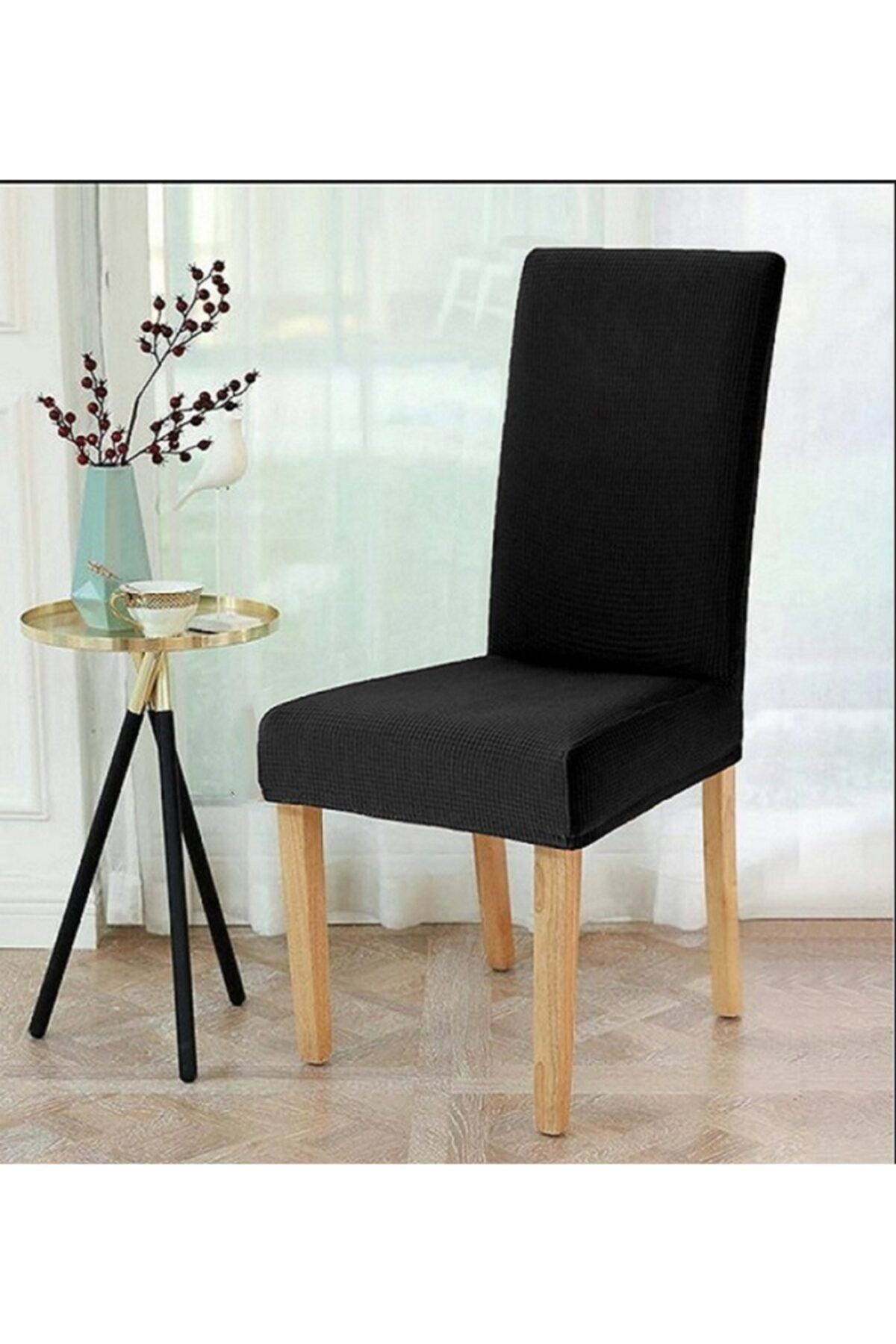 elgeyar Likrali Sandalye Örtüsü, Sandalye Kılıfı, Lastikli ,standart (1 ADET)siyah