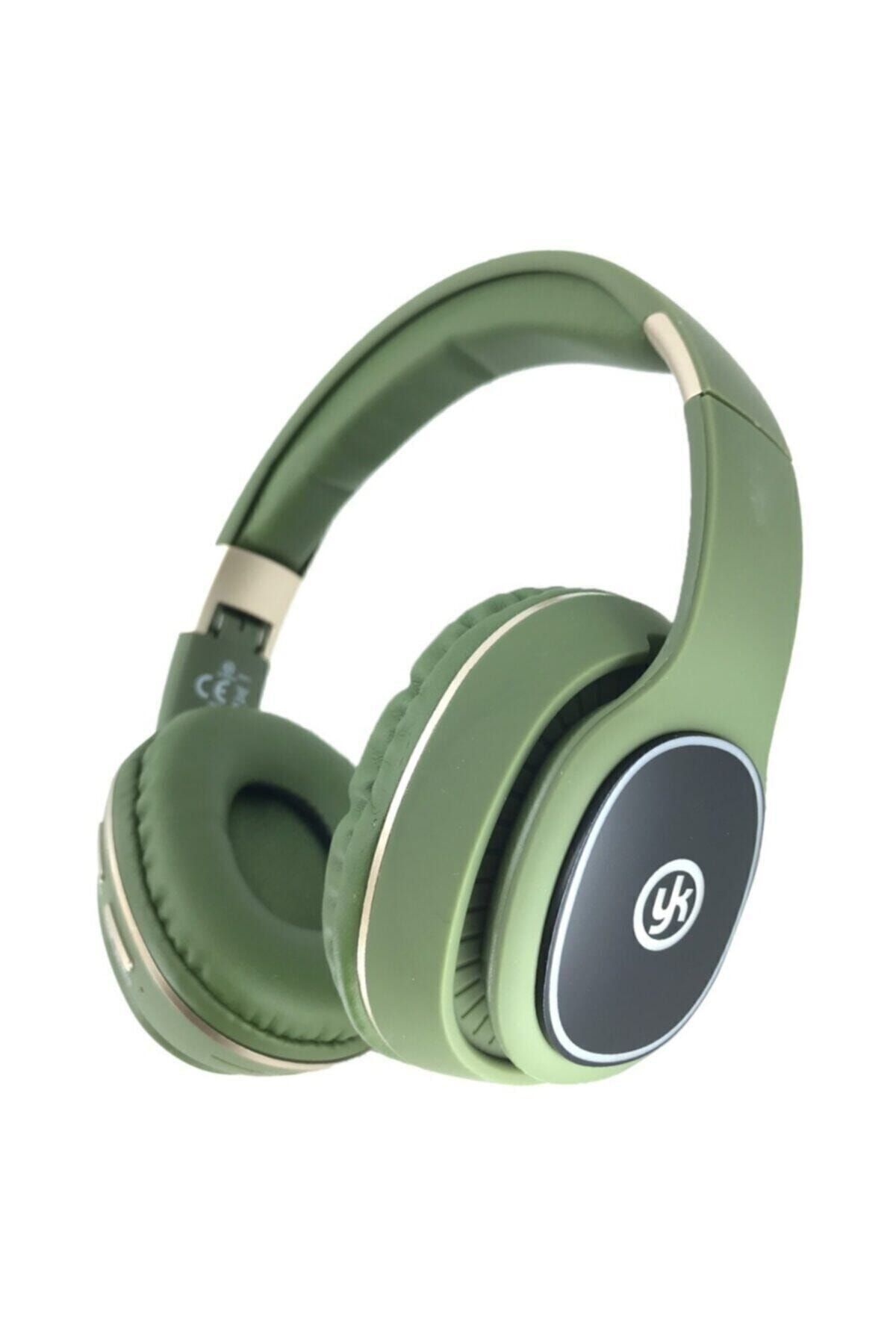 YK Design Yk Rgb Led Işıklı Bluetooth Sd Kart/aux Stereo Kablosuz Kulaklık Yeşil