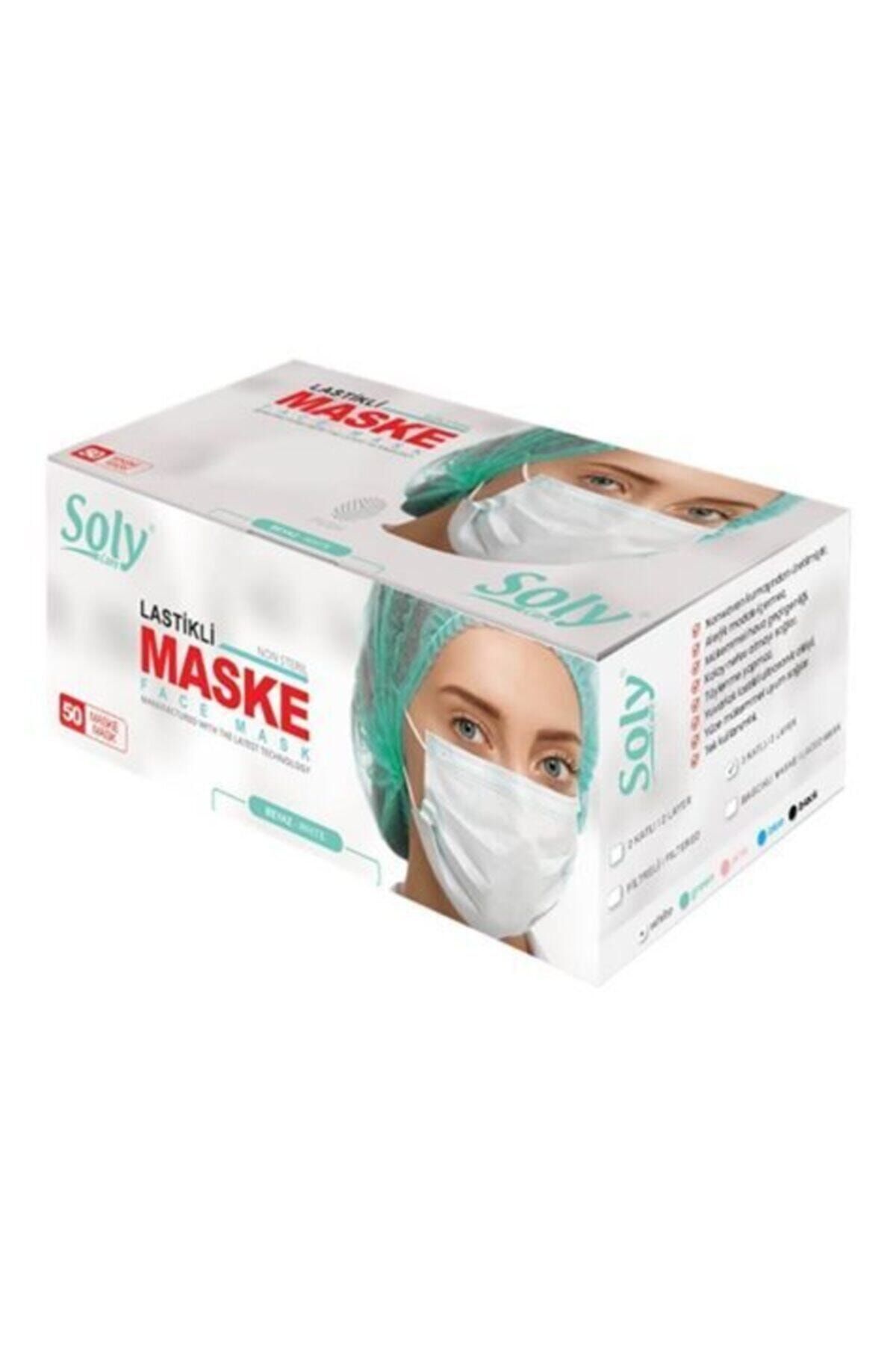 Soly Care 3 Kat Fiber Dokulu Telli Ce Ve Iso Sertifikalı Cerrahi Maske 50 Ad