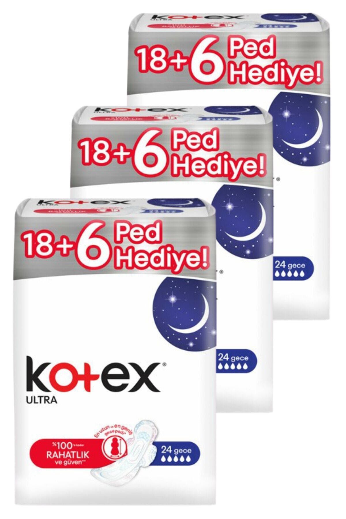 Kotex Ultra Gece24'lü X 3 = 72 Adet Ped
