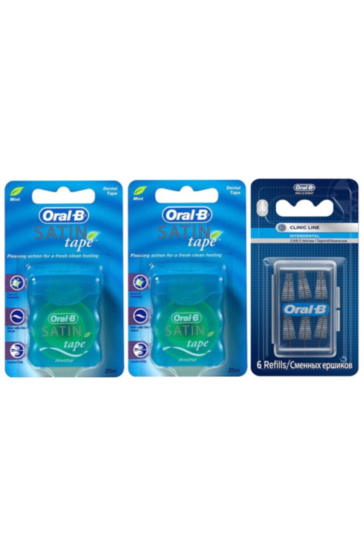 Oral-B Oral B Satin Tape Diş Ipi 25m X 2 Ad + Arayüz Fırça Yedek 6'lı