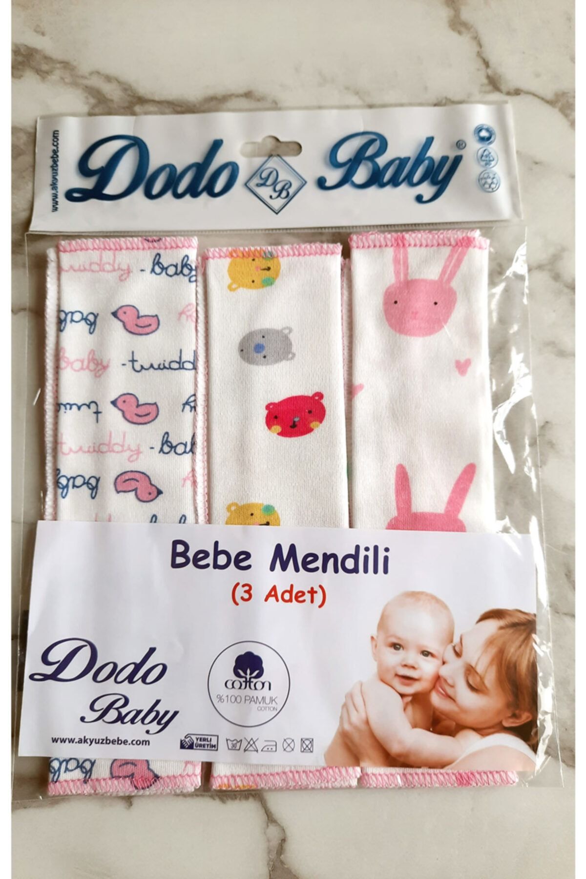 Dodo Baby Karışık Desenli 3?lü Mendil Bebe Ağız Mendili