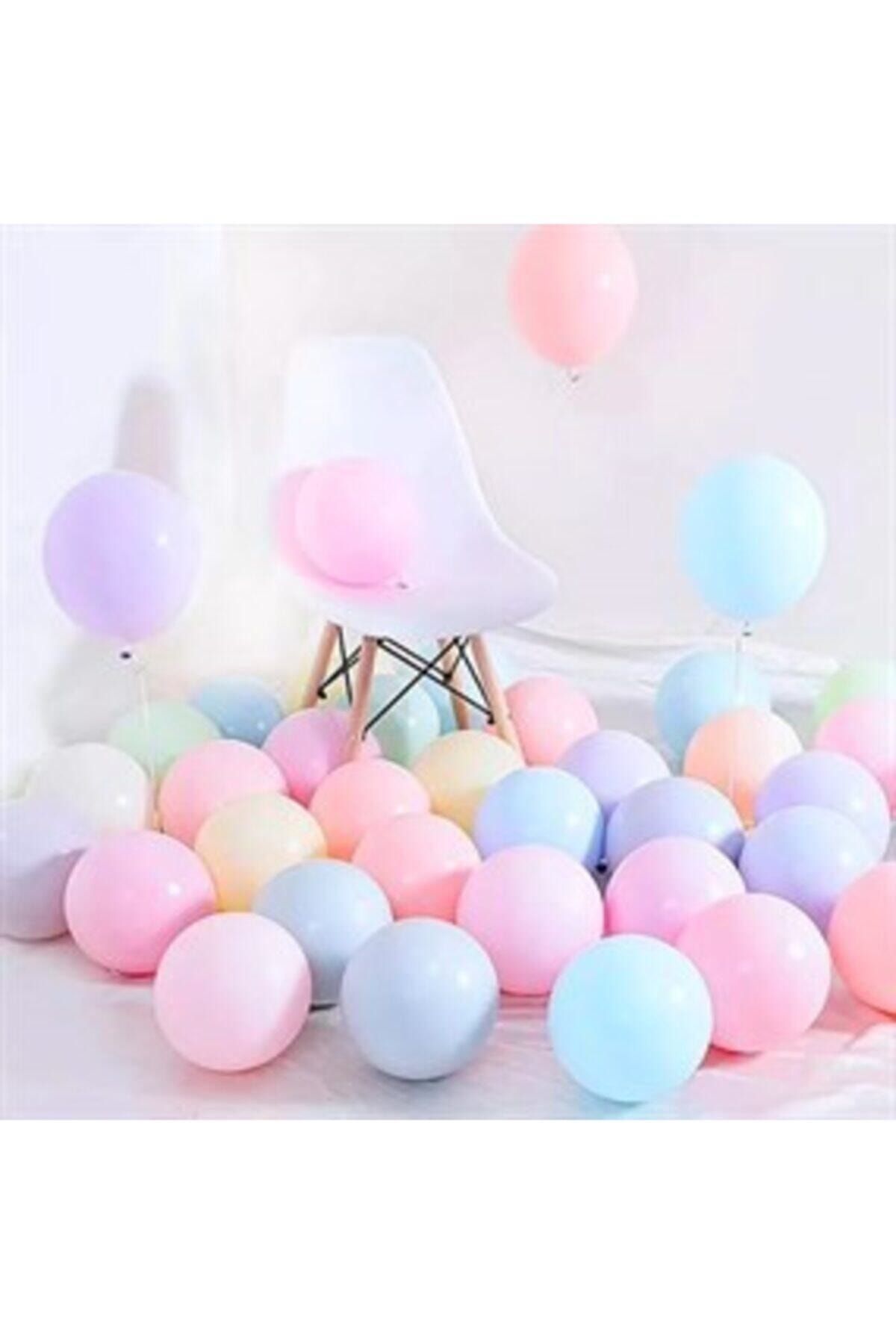 BalonEvi Makaron Balon 50 Adet Karışık Renk Soft Pastel Balon