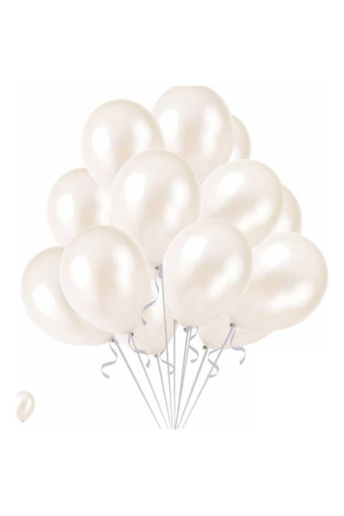 BalonEvi Beyaz Metalik Balon 10lu