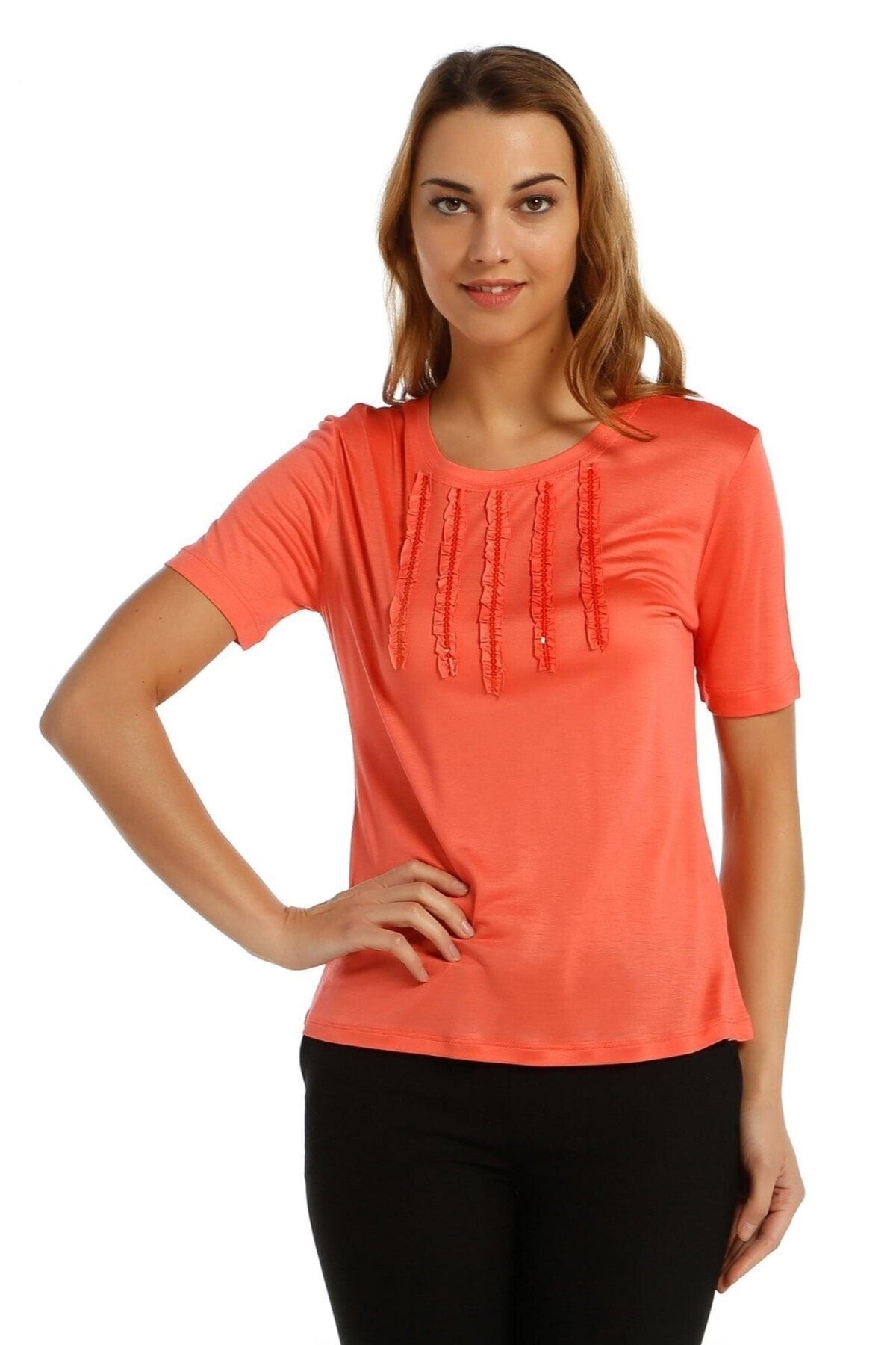Solo Payet Detaylı Merserize Süper Lüks Örme Kumaş T-shirt