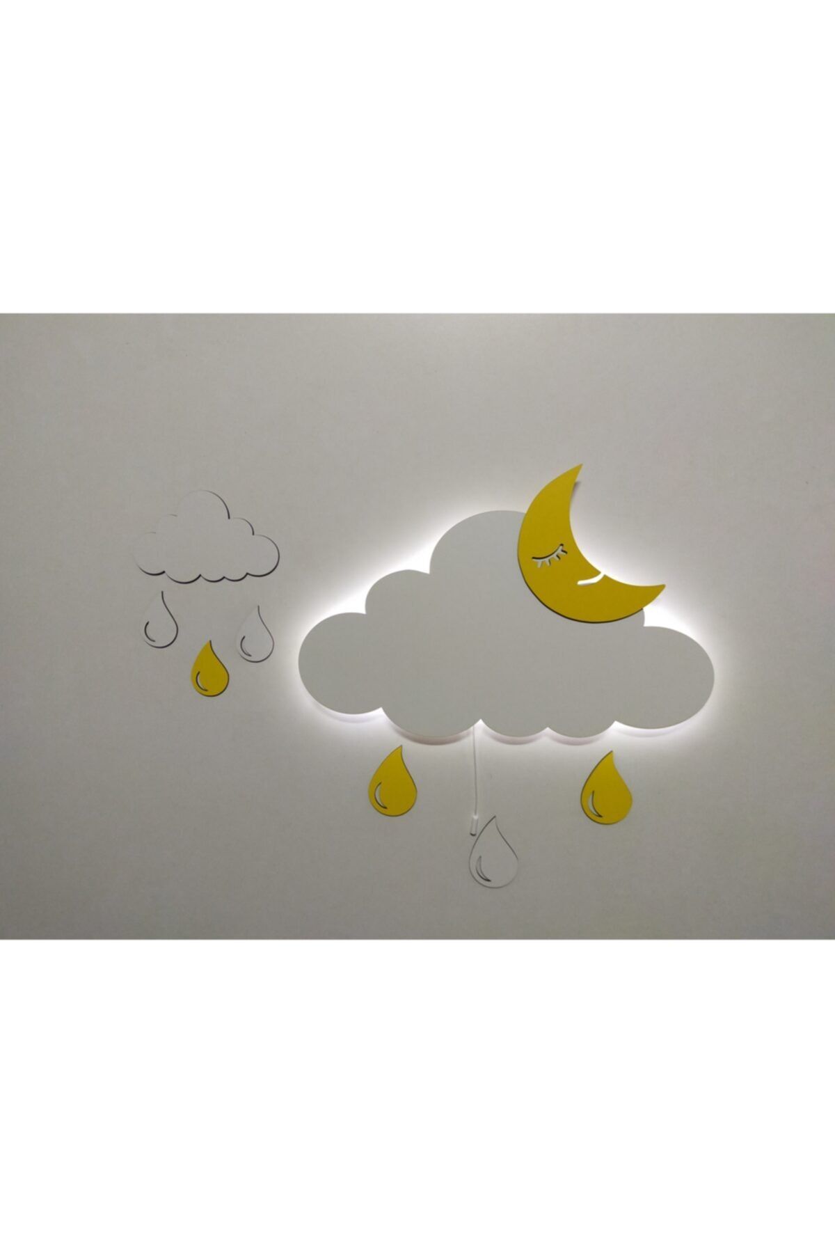 fabrikahşap Işıklı Isimli Bulut Ahşap Gece Lambası Ledli Dekoratif Aydınlatma Çocuk Odası