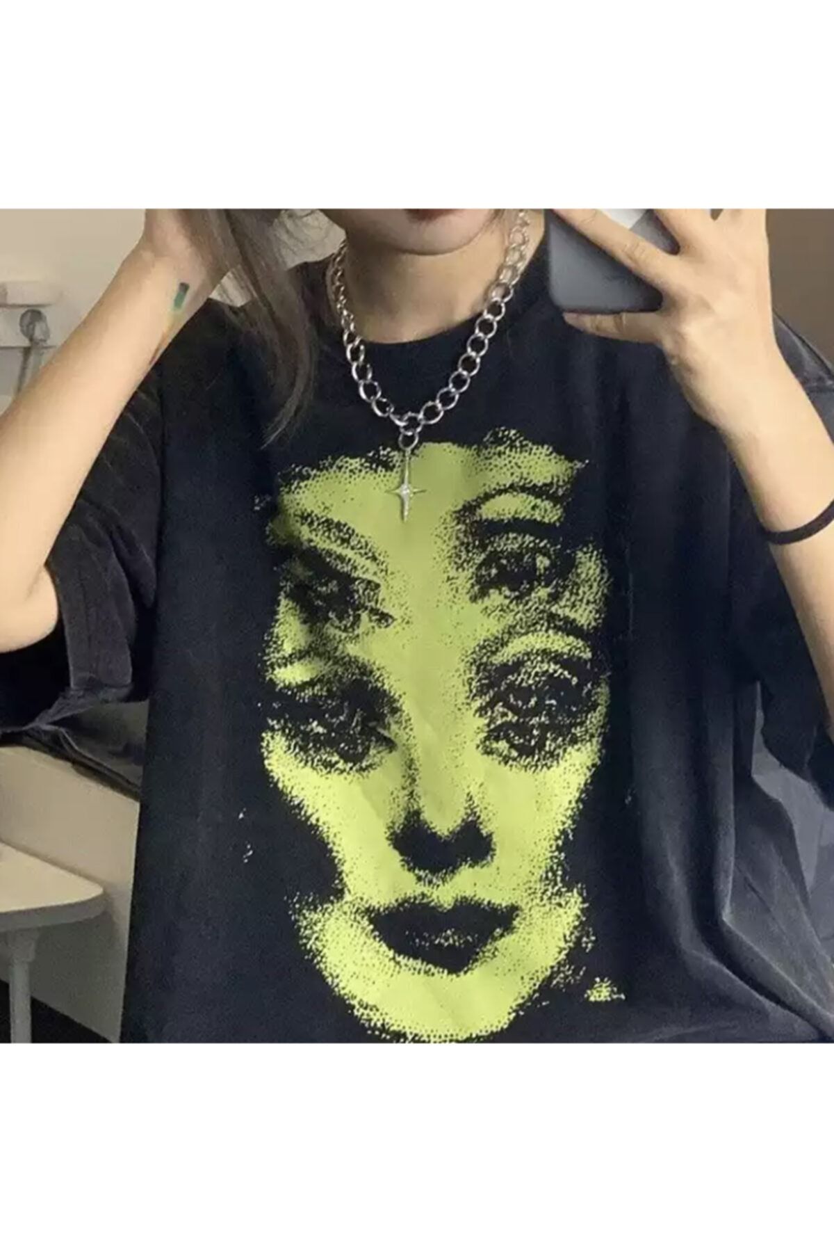 Köstebek Ars Harajuku Grunge Green Face Unisex T-shirt