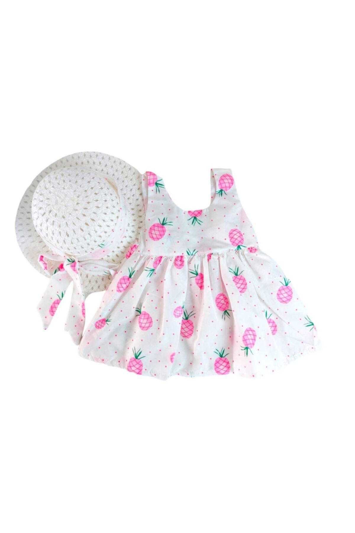 Murat Baby Kız Bebek Ananaslı Elbise + Şapka