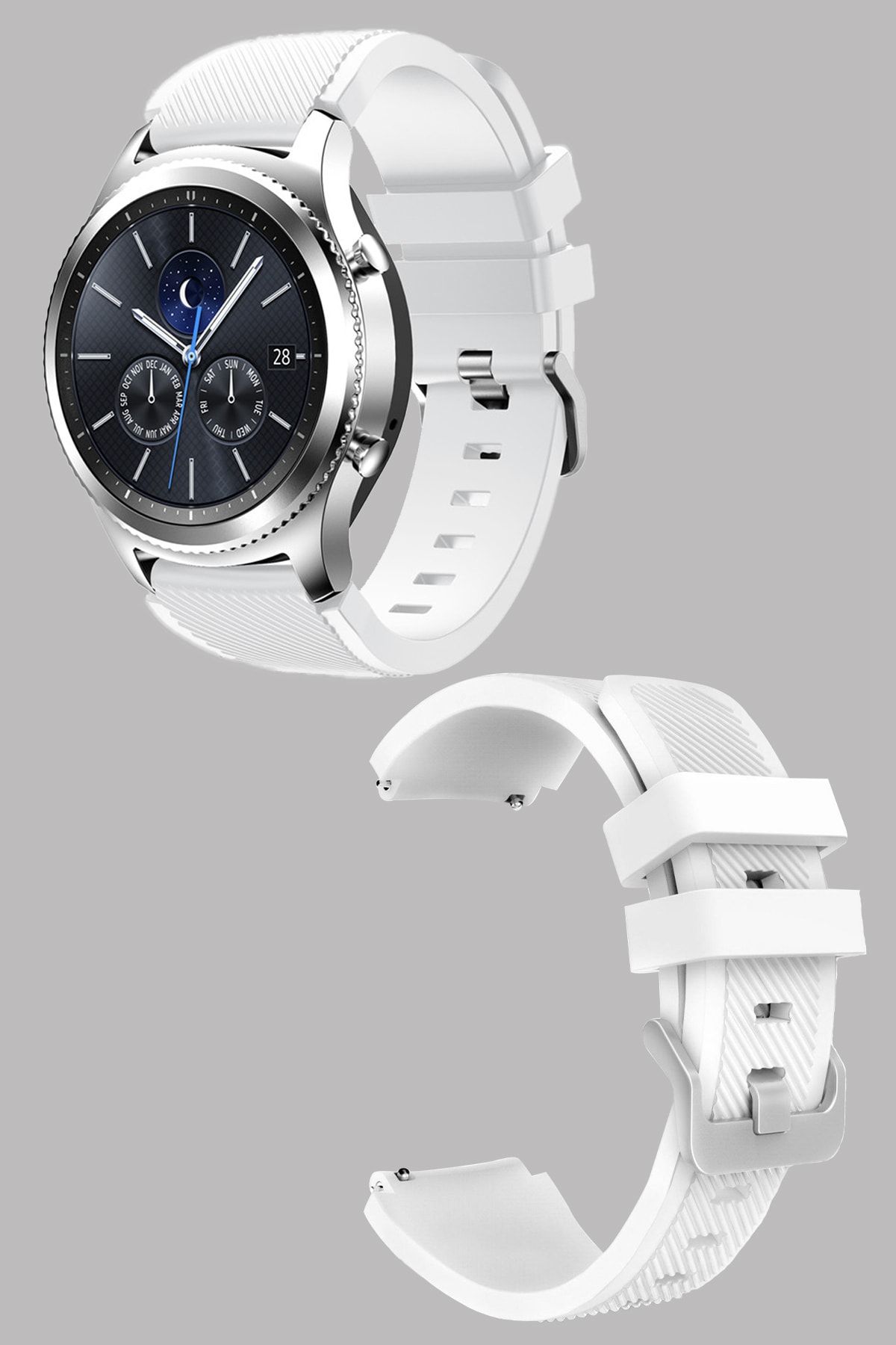 Huawei Watch Gt Sport Uyumlu Klasik Çizgi Desenli 22mm Silikon Kordon