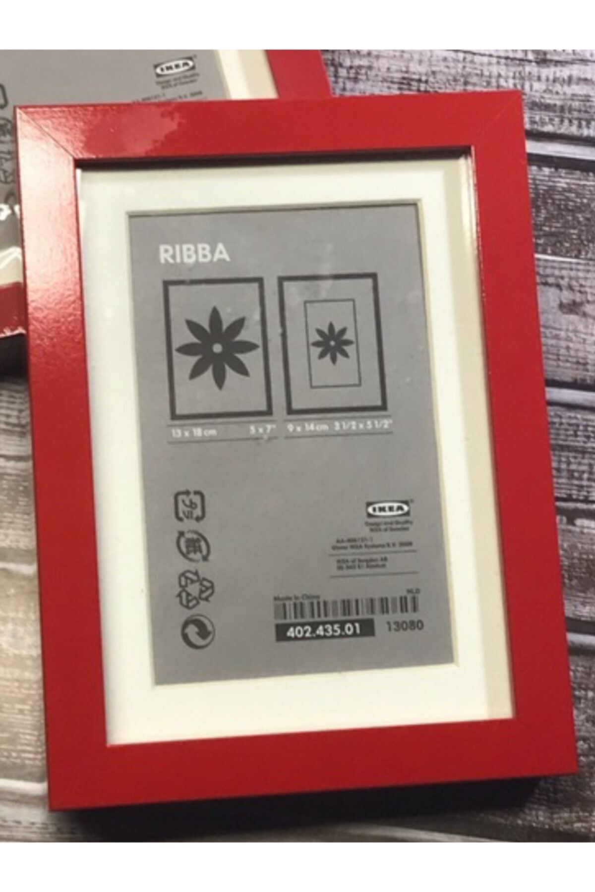 IKEA Rıbba 13x18 Cm Kırmızı Ahşap Fotoğraf Resim Çerçevesi