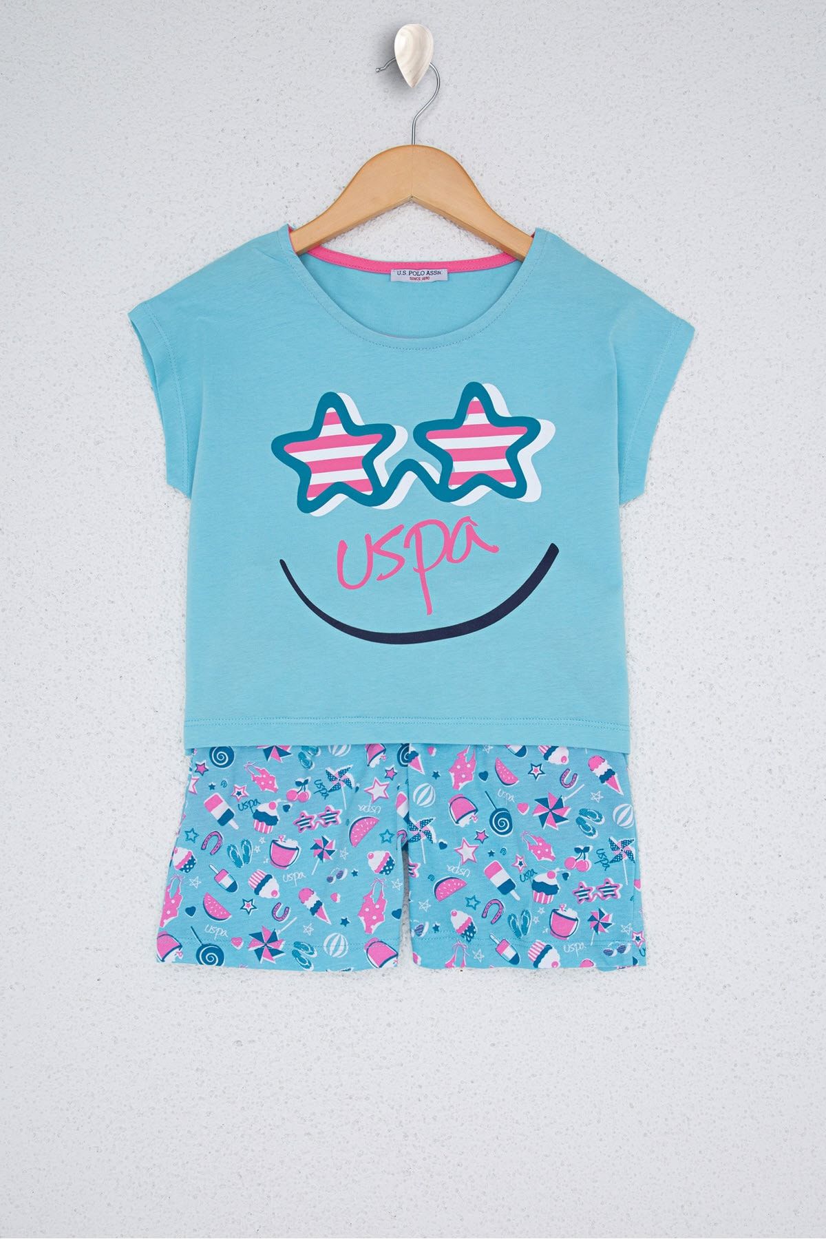 U.S. Polo Assn. Mavi Kız Çocuk Pijama Takımı