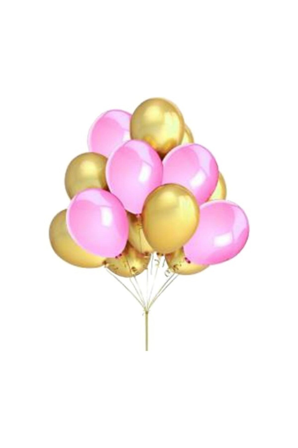 Parti Dolabı 25 Adet Metalik Sedefli (Gold Altın Sarısı -Pembe) Karışık Balon Helyumla  Uçan