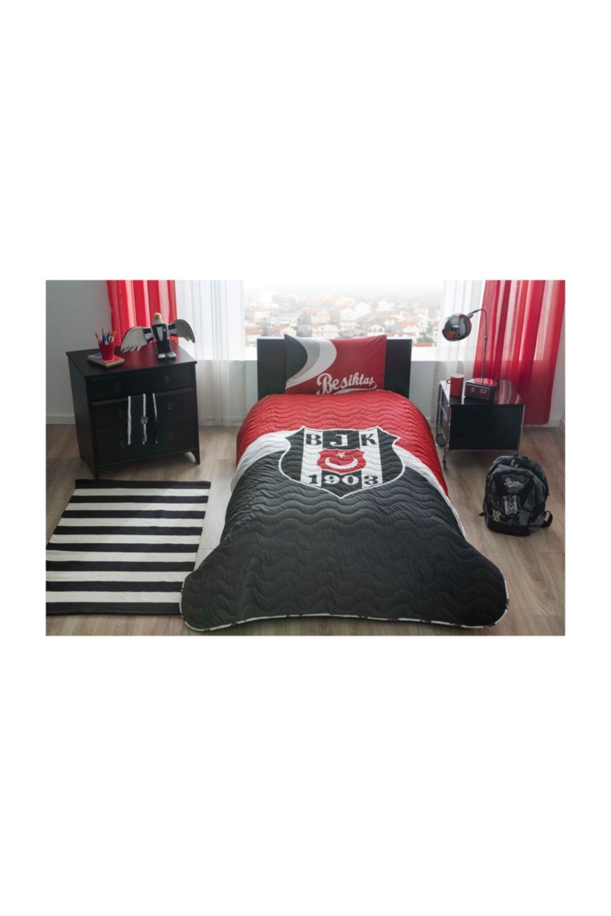 Taç Lisanslı Tek Kişilik Yatak Örtüsü - Beşiktaş Logo