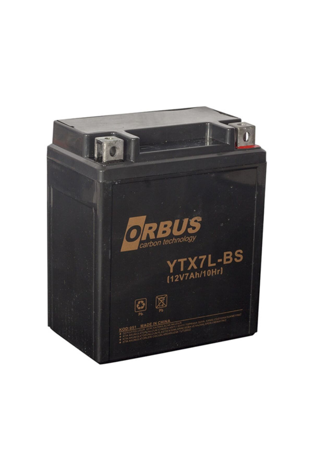 ORBUS Akü 12 Volt 7 Amper Ytx7l-bs Asit İçinde Karbon
