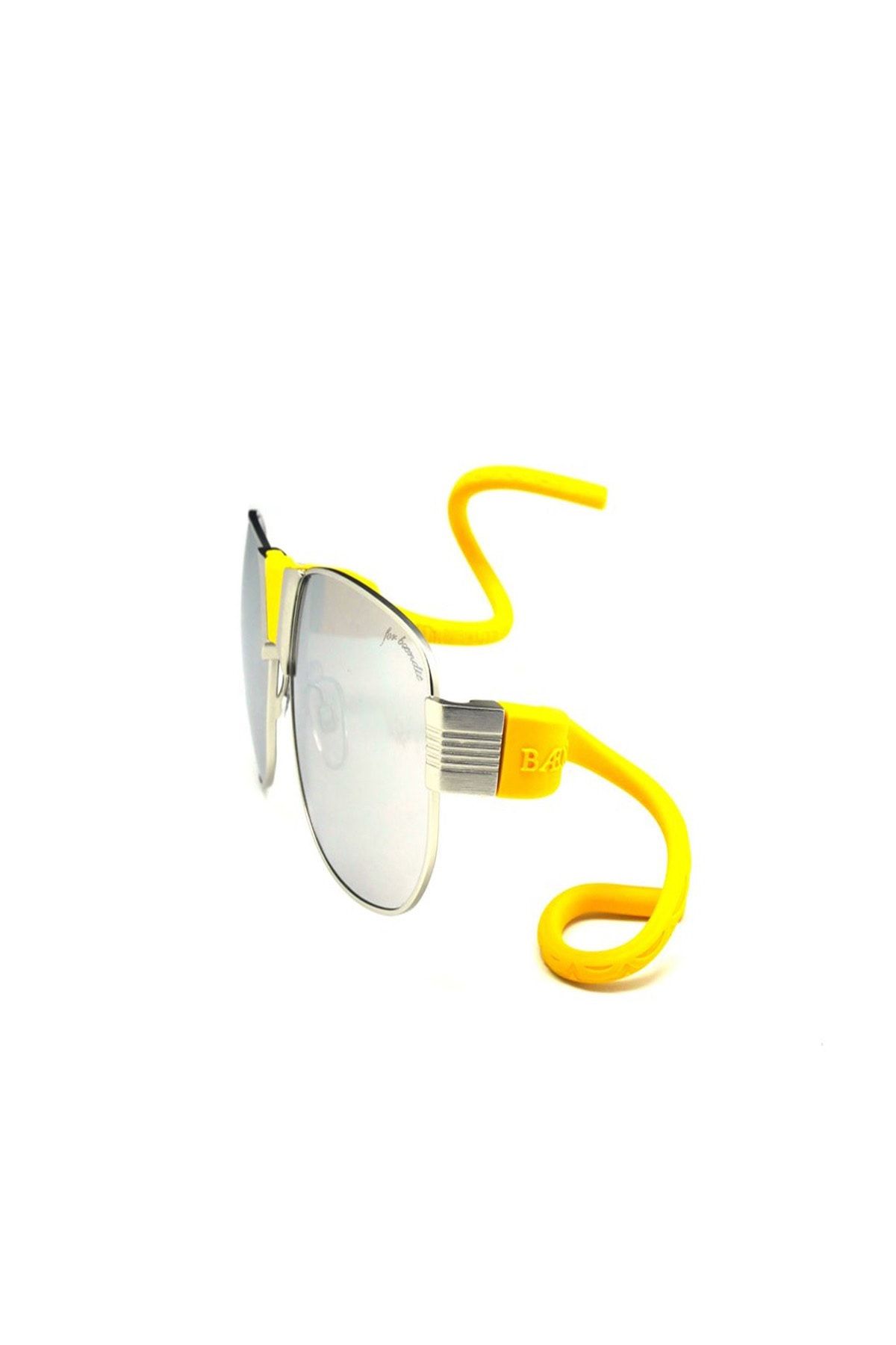 BAENDIT Unisex Gümüş Çerçeve Beyaz Aynalı Lens İnce Sarı Kulaklık Modeli Güneş Gözlüğü