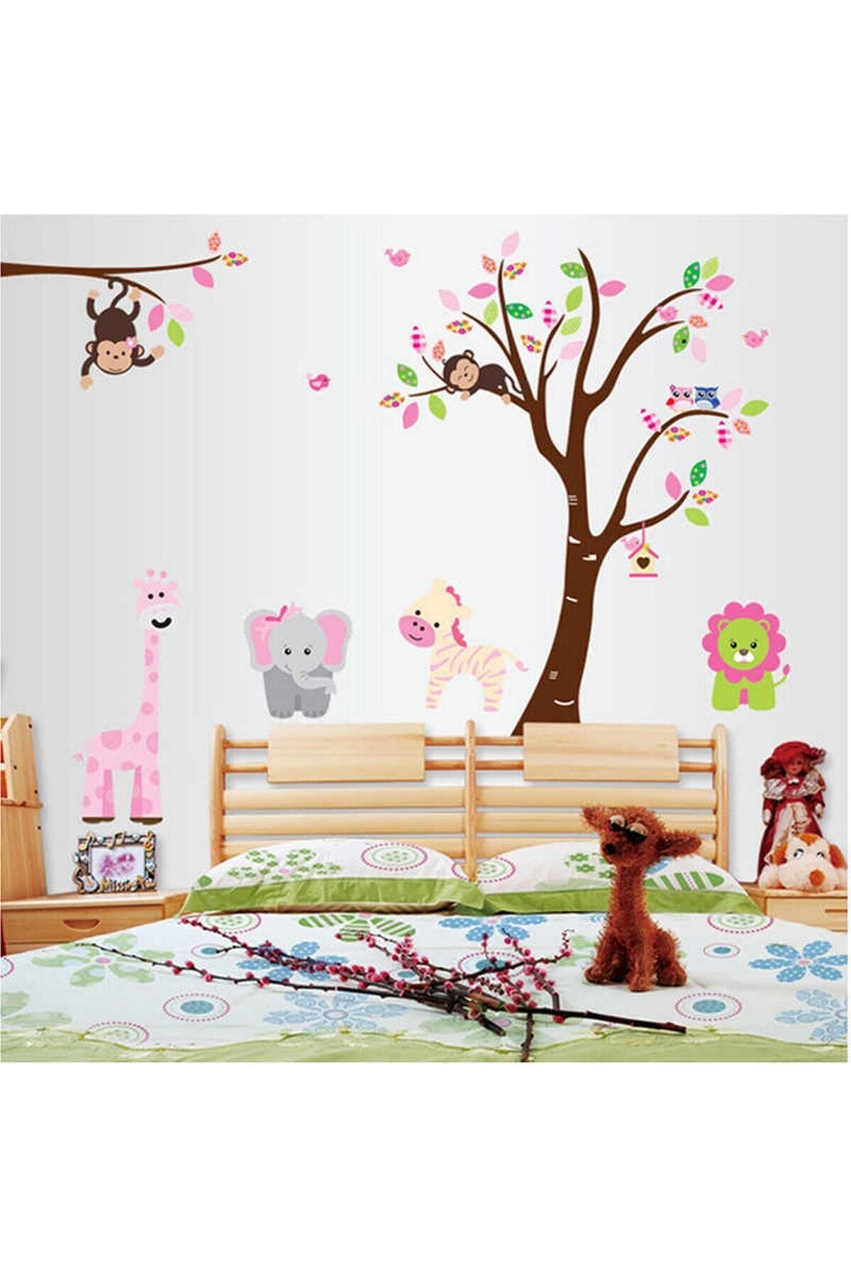 CRYSTAL KIDS Çocuk Odası Duvar Sticker Ağaç Ve Sevimli Hayvanlar Kendinden Yapışkanlı Dev Dekor