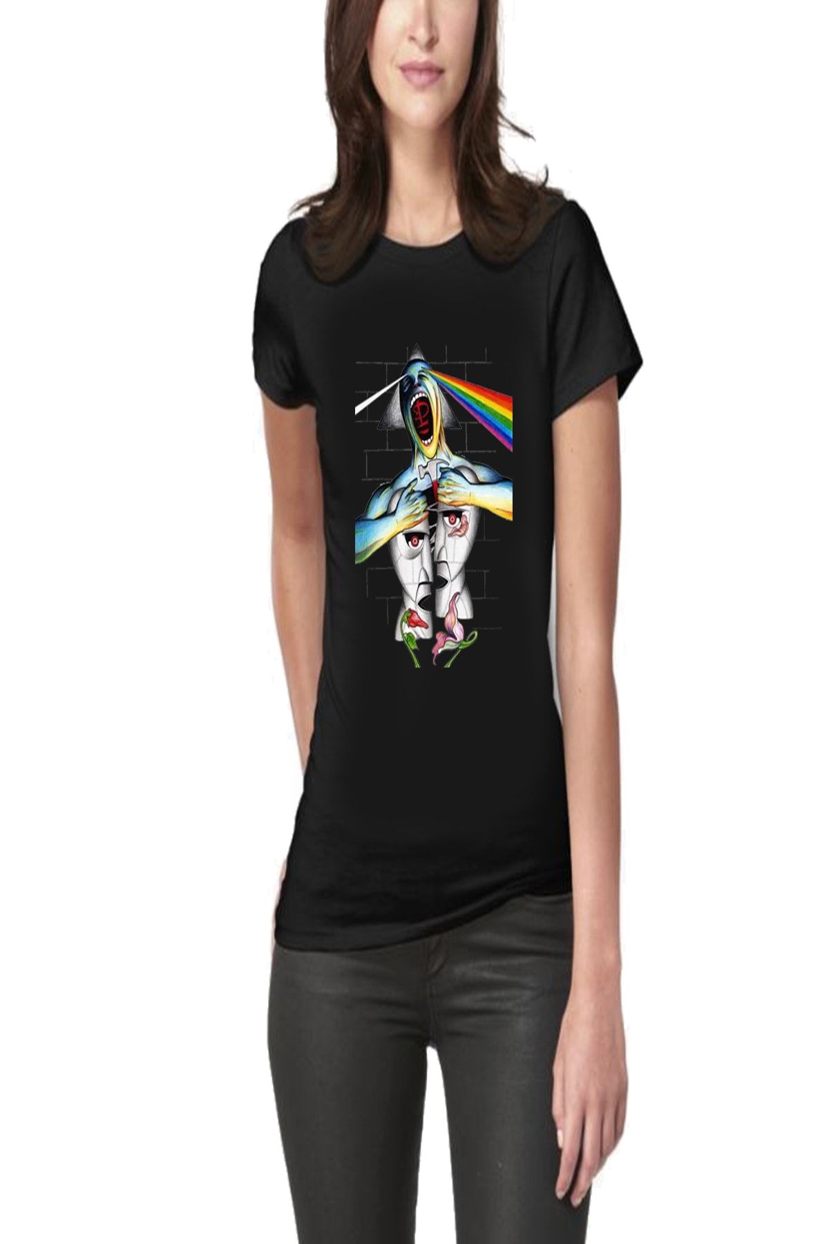 Art T-Shirt Pink Floyd Anthology Baskılı Tasarım Kadın Tişört