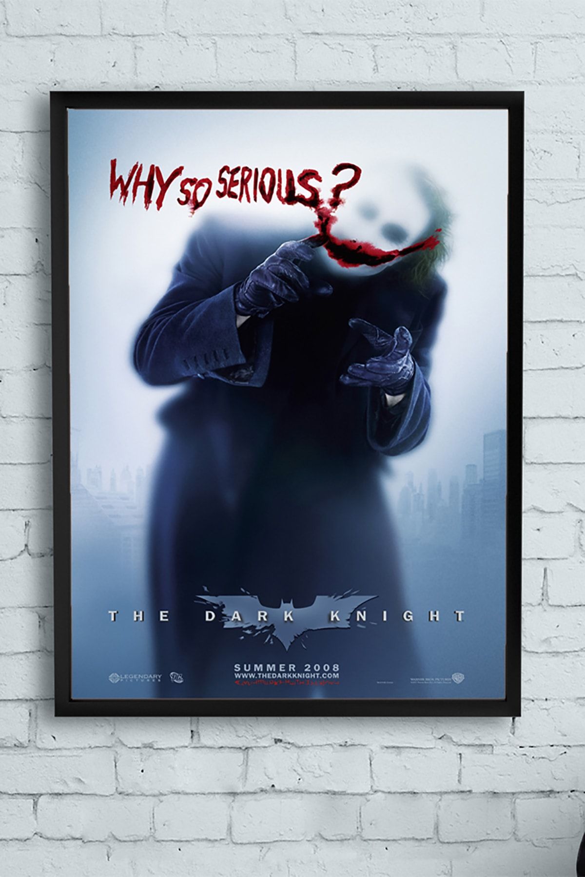 Postermanya The Dark Knight-kara Şövalye Joker Film Afişi Çerçeveli Tablo 2 (50x70cm)