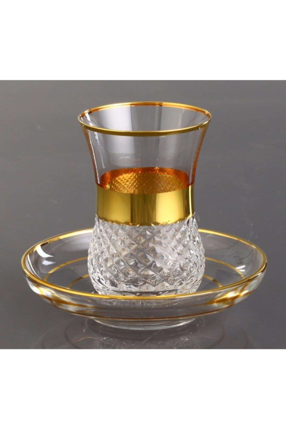 Kristal Vizyon Dekor Altın Bant 6 Kişilik Çay Takımı