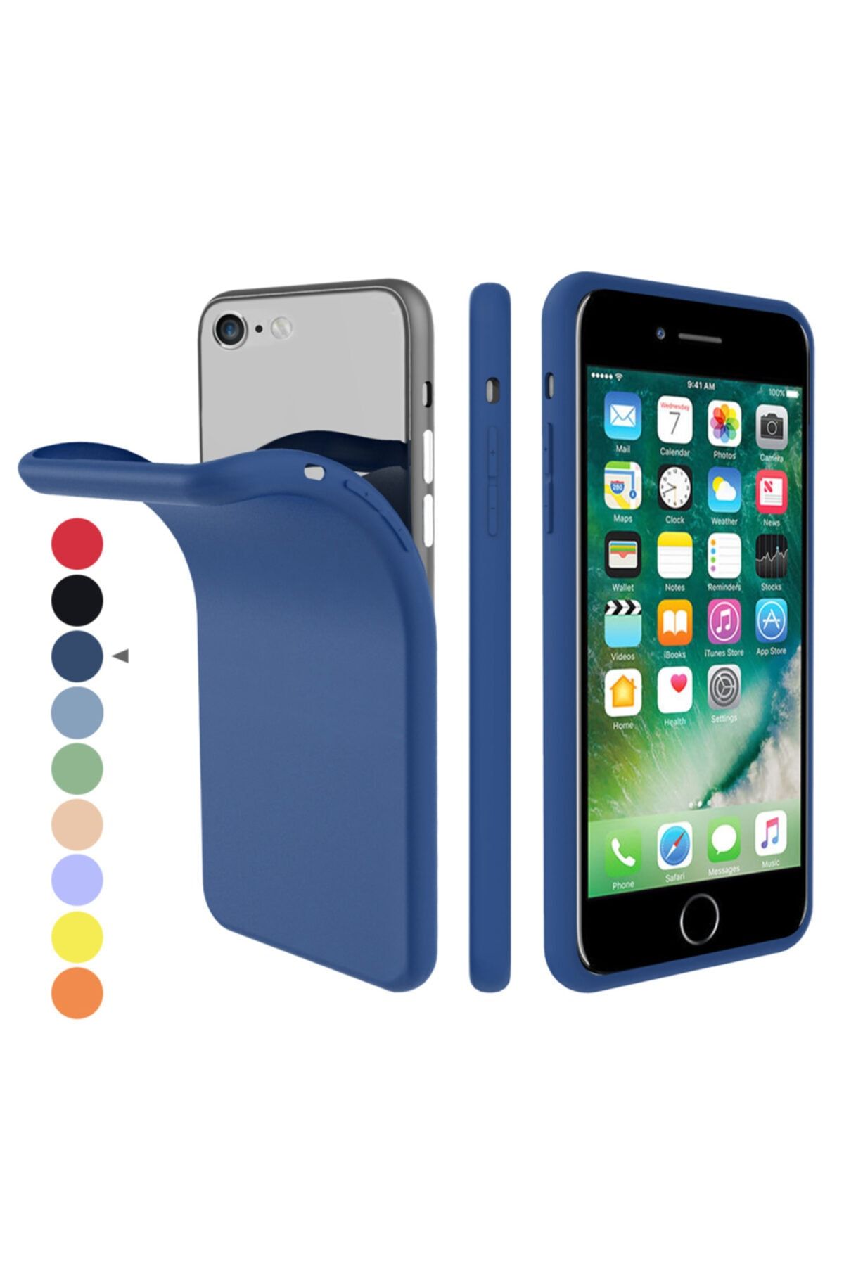 Zipax Apple Iphone 8 Plus Kılıf -anano Soft Pürüzsüz Renkli Silikon - Lacivert