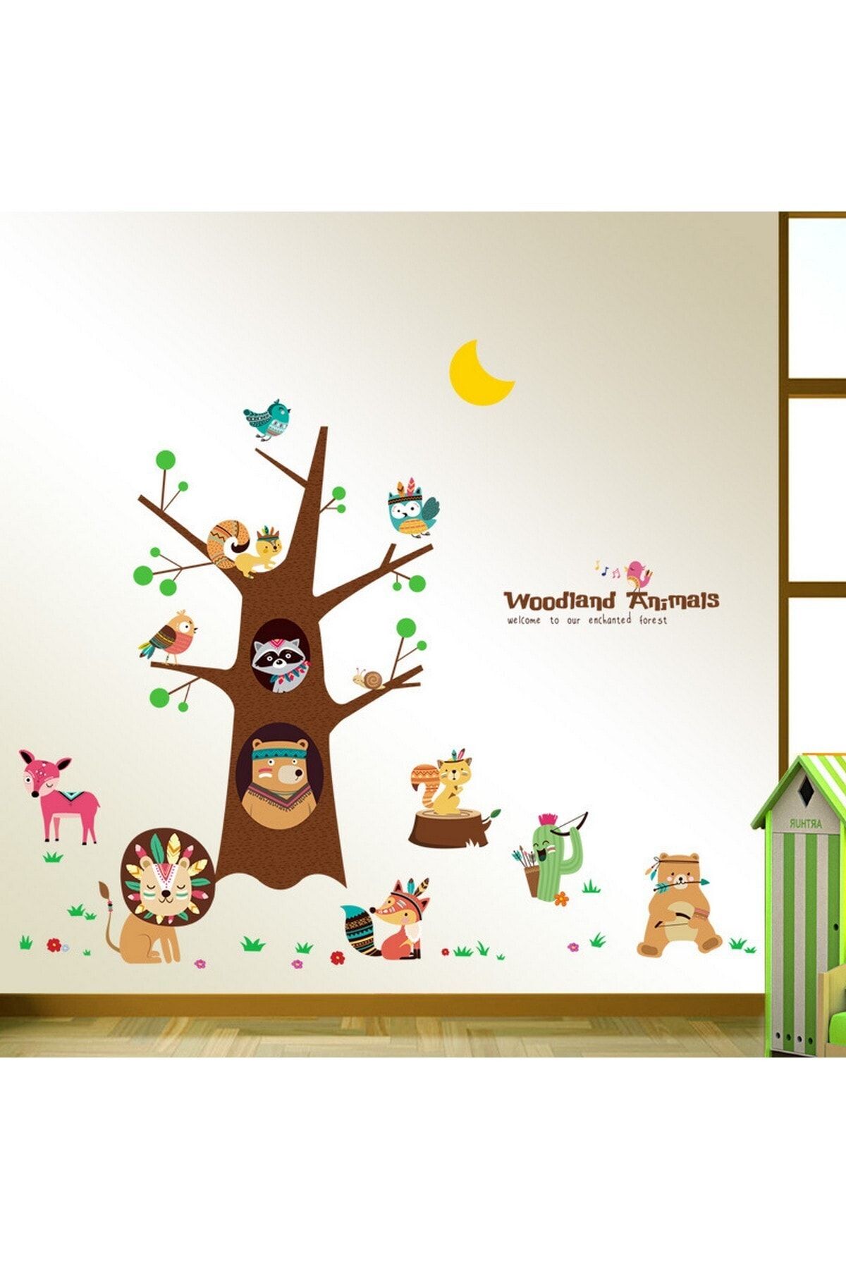 CRYSTAL KIDS Sevimli Orman Hayvanları Ve Ağaç Bebek Ve Çocuk Odası Dekorasyonu Duvar Dekoru Pvc Duvar Sticker