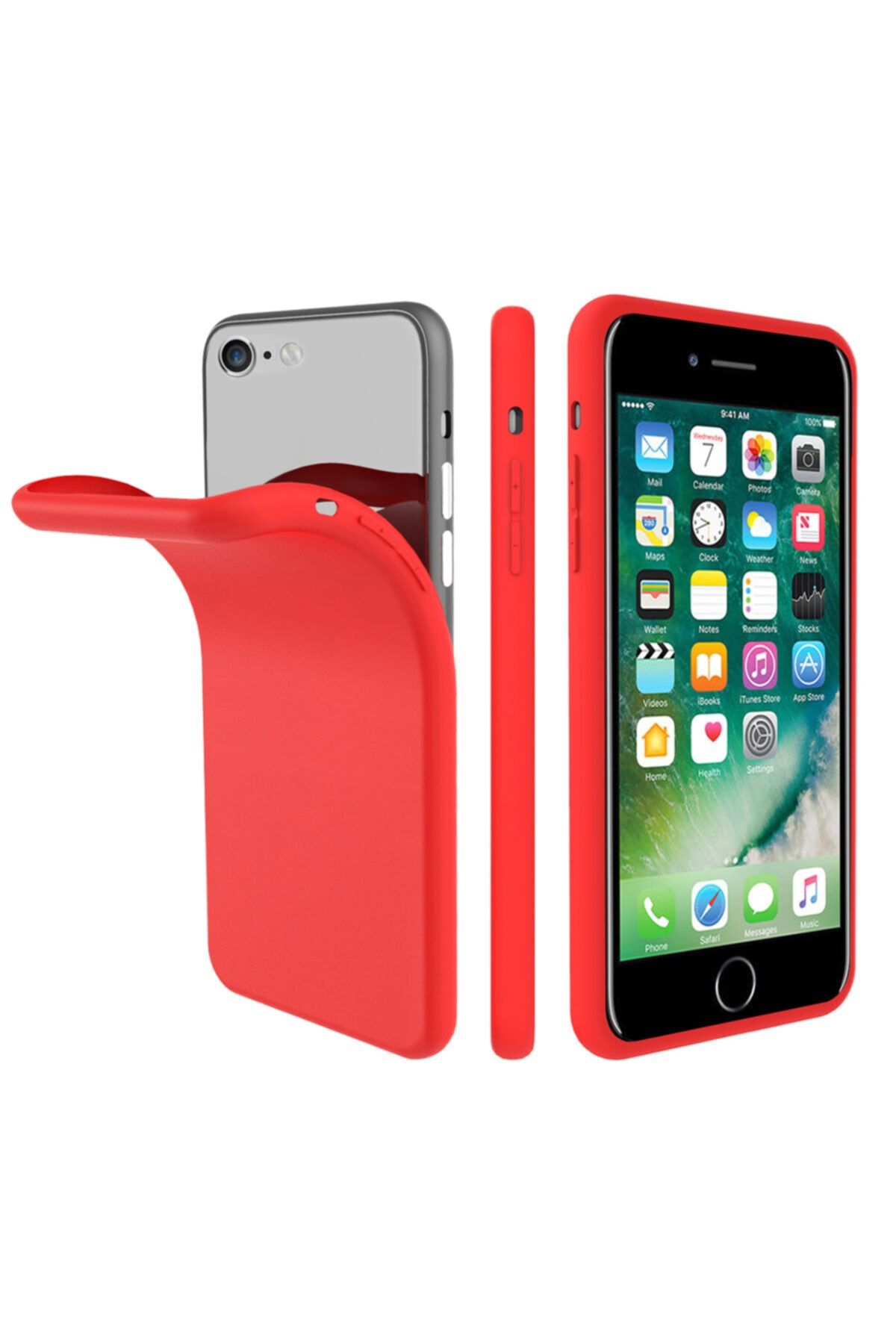 Zipax Apple Iphone 7 Kılıf -anano Soft Pürüzsüz Renkli Silikon - Kırmızı