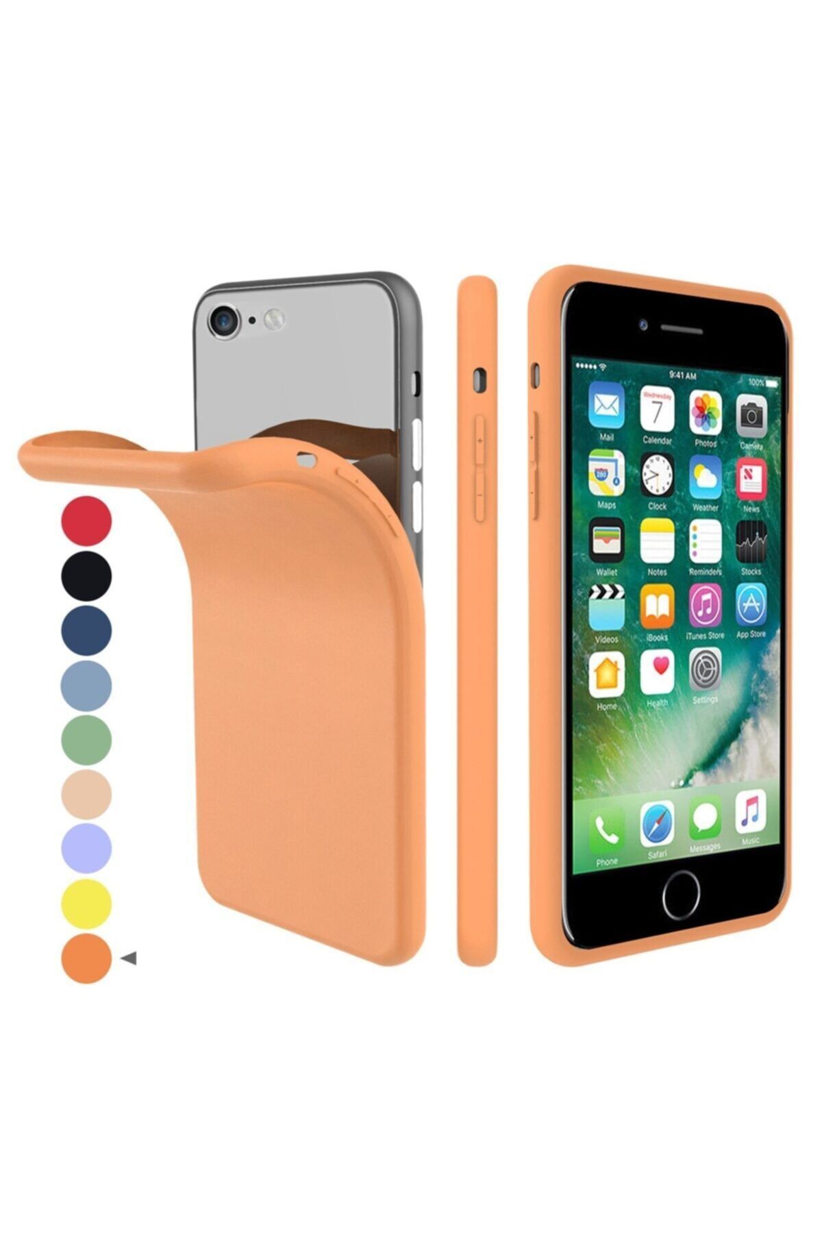 Zipax Apple Iphone 7 Plus Kılıf -anano Soft Pürüzsüz Renkli Silikon - Turuncu