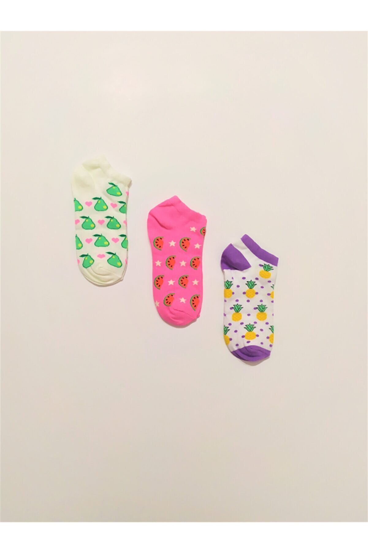 MEM SOCKS 3'lü Renkli Patik Çorap