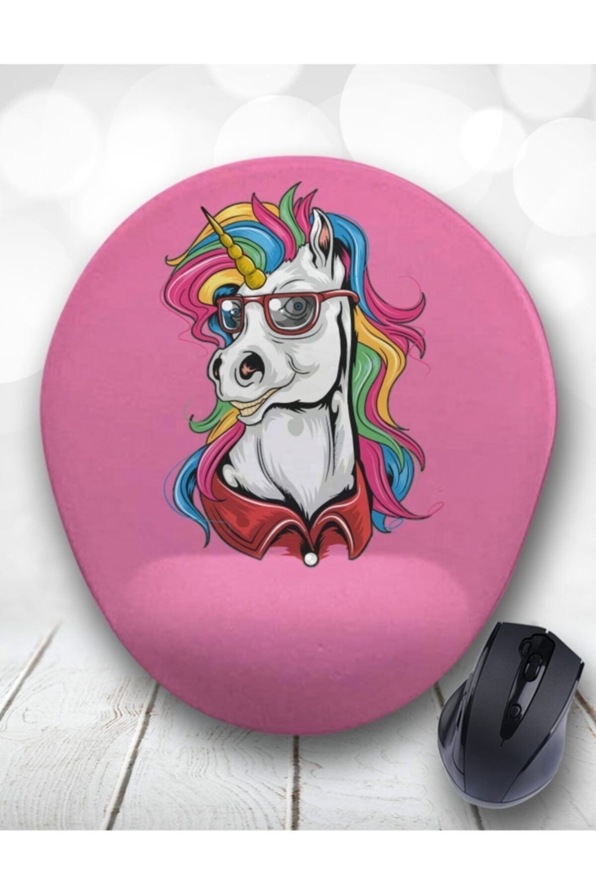 Atölye Çizgi Colorful Hipster Unicorn Bilek Destekli Mouse Pad