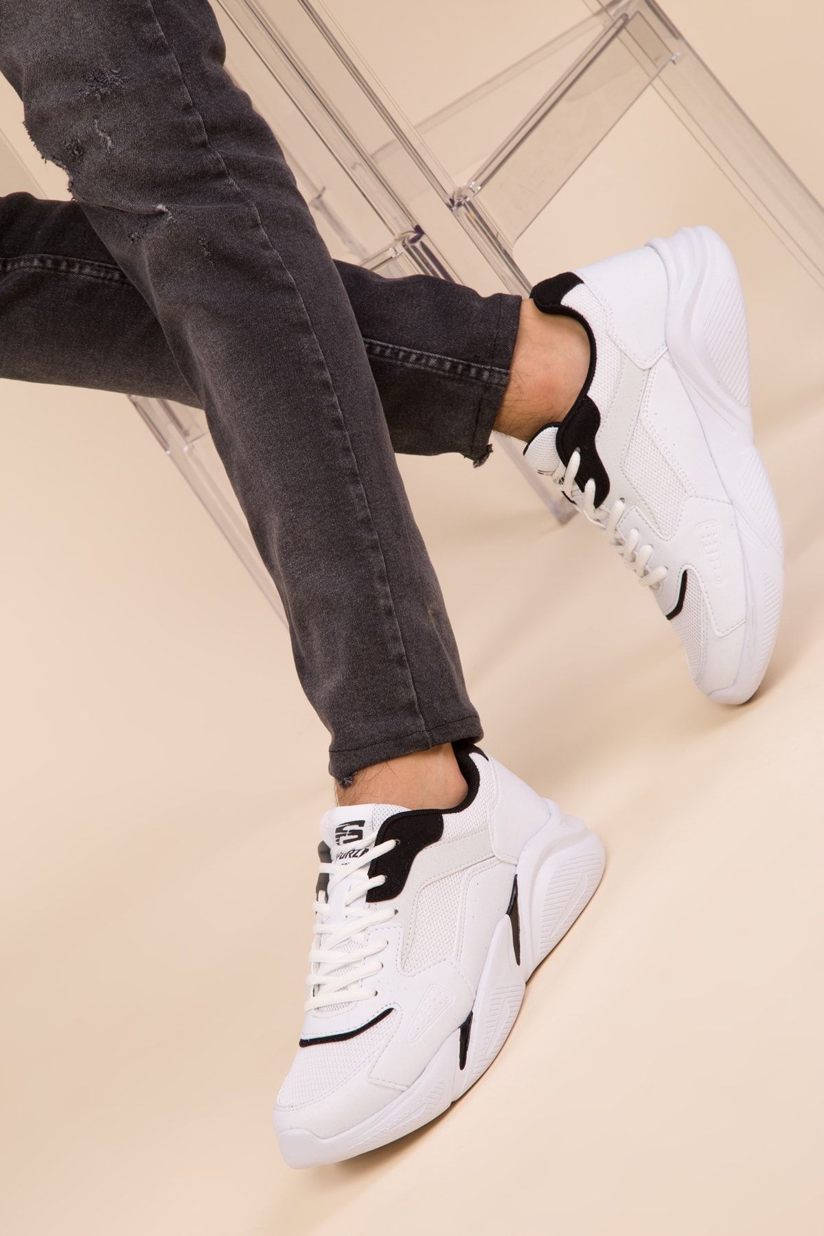 Soho-Men Beyaz-Siyah Erkek Sneaker 3011