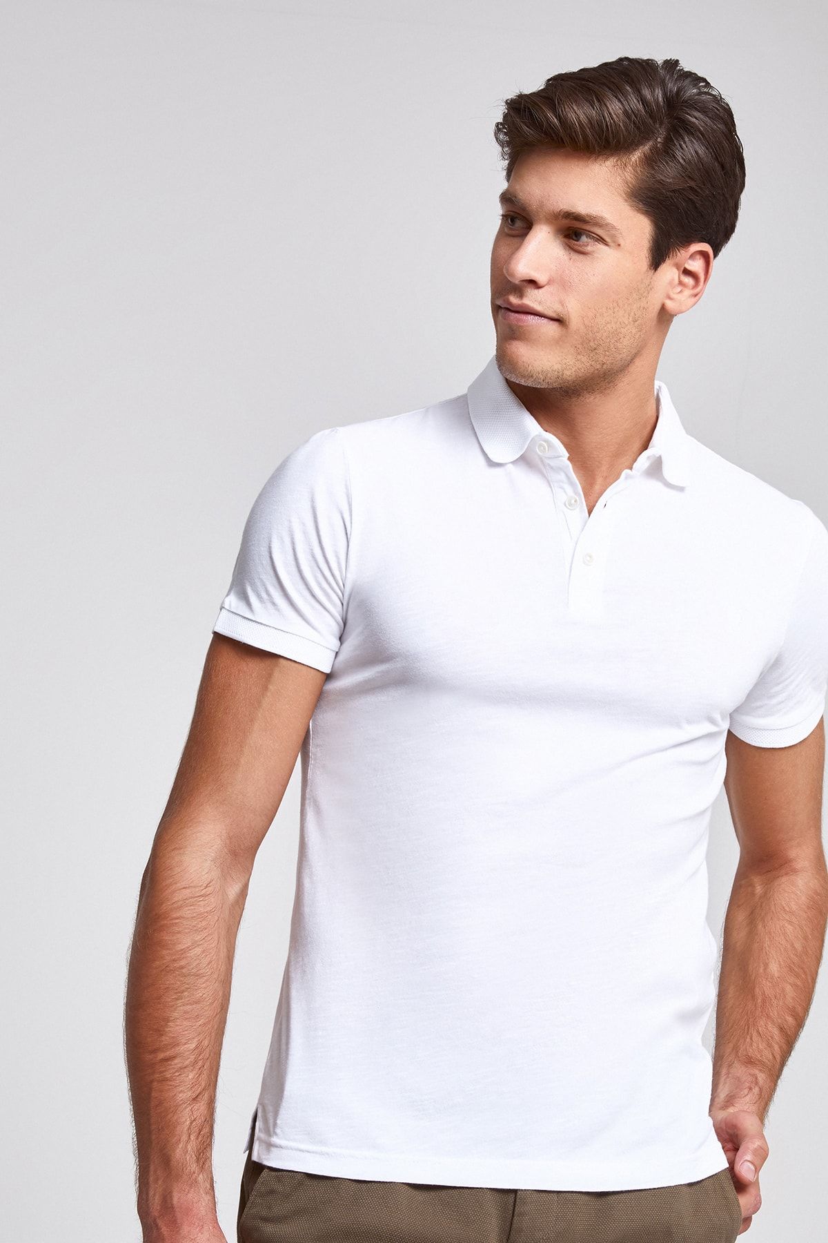 D'S Damat Beyaz Renk Erkek  T-shirt (Slim Fit)