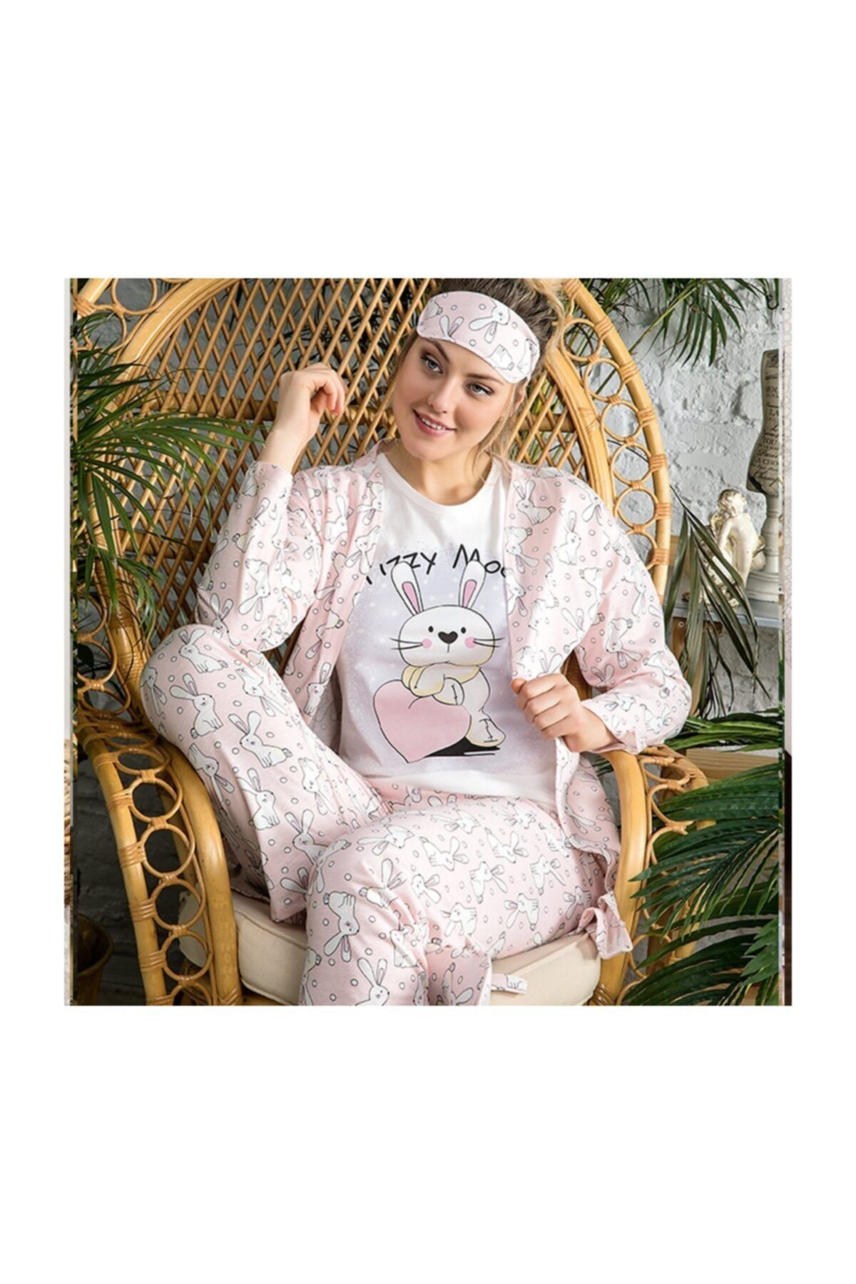YOYOSO 12004 5 Li Tavşan Desen Pijama Takım
